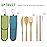 UPTRUST 2 Set Bamboo Cutlery Set Bamboo Travel Utensil Reusable Table cutlery Fork Knife Spoon Chopsticks Straw Cleaning Brush for Travel Picnic School OfficeSkyblue& Green