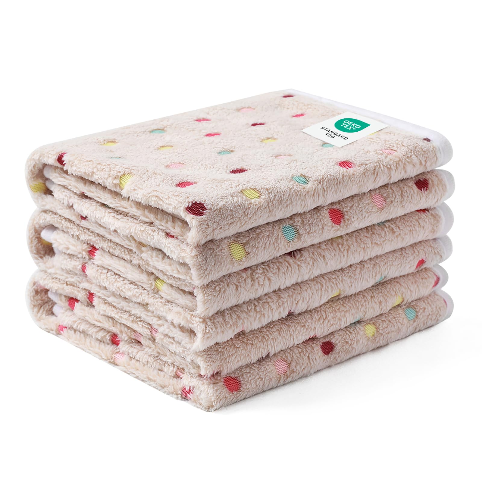 Luciphia 1 Pack 3 Blankets Super Soft Cute Dot Pattern Pet Blanket Flannel Throw for Dog Puppy Cat Small(23x16), Brown