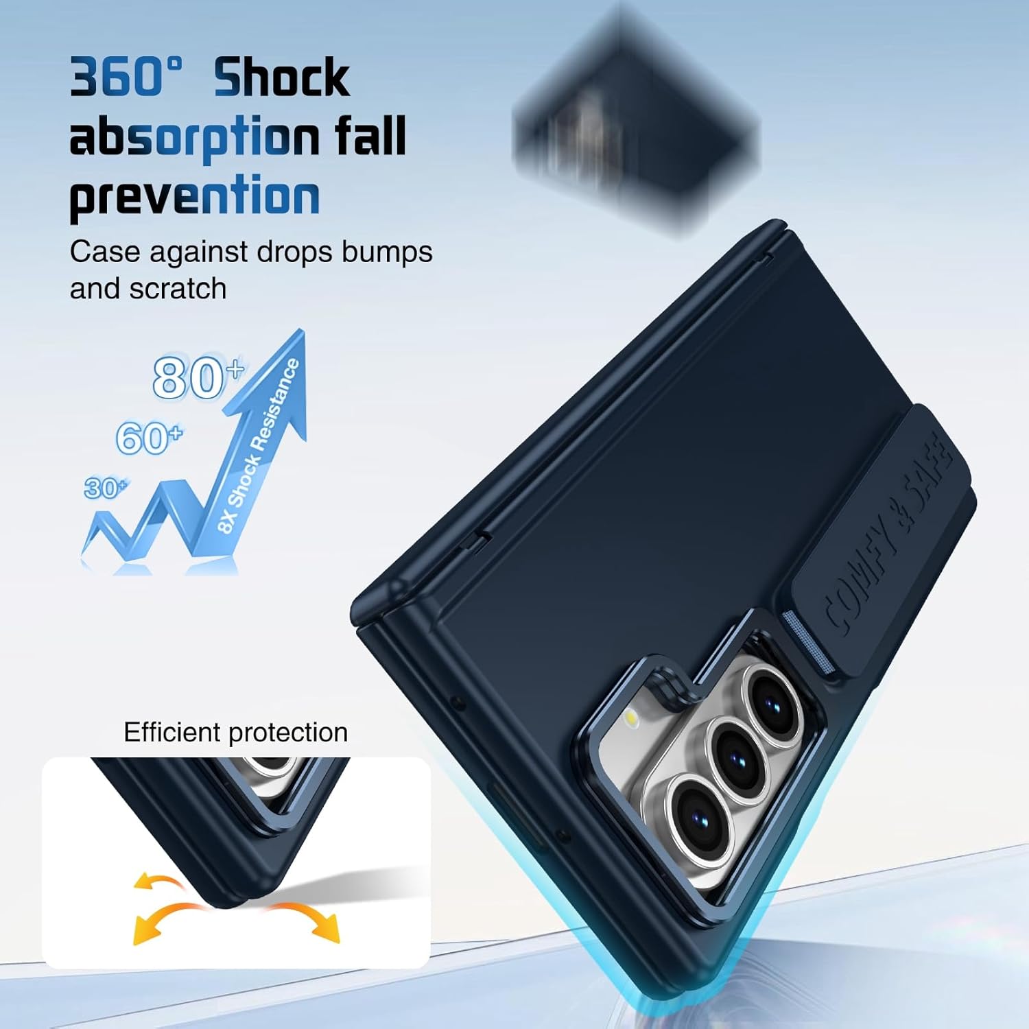 for Samsung Galaxy Z Fold 7 Hand Strap Case, Built-in Screen Protector & Hinge Protection & Camera Cover Kickstand, Military Grade Full Body Shockproof Protective, Blue