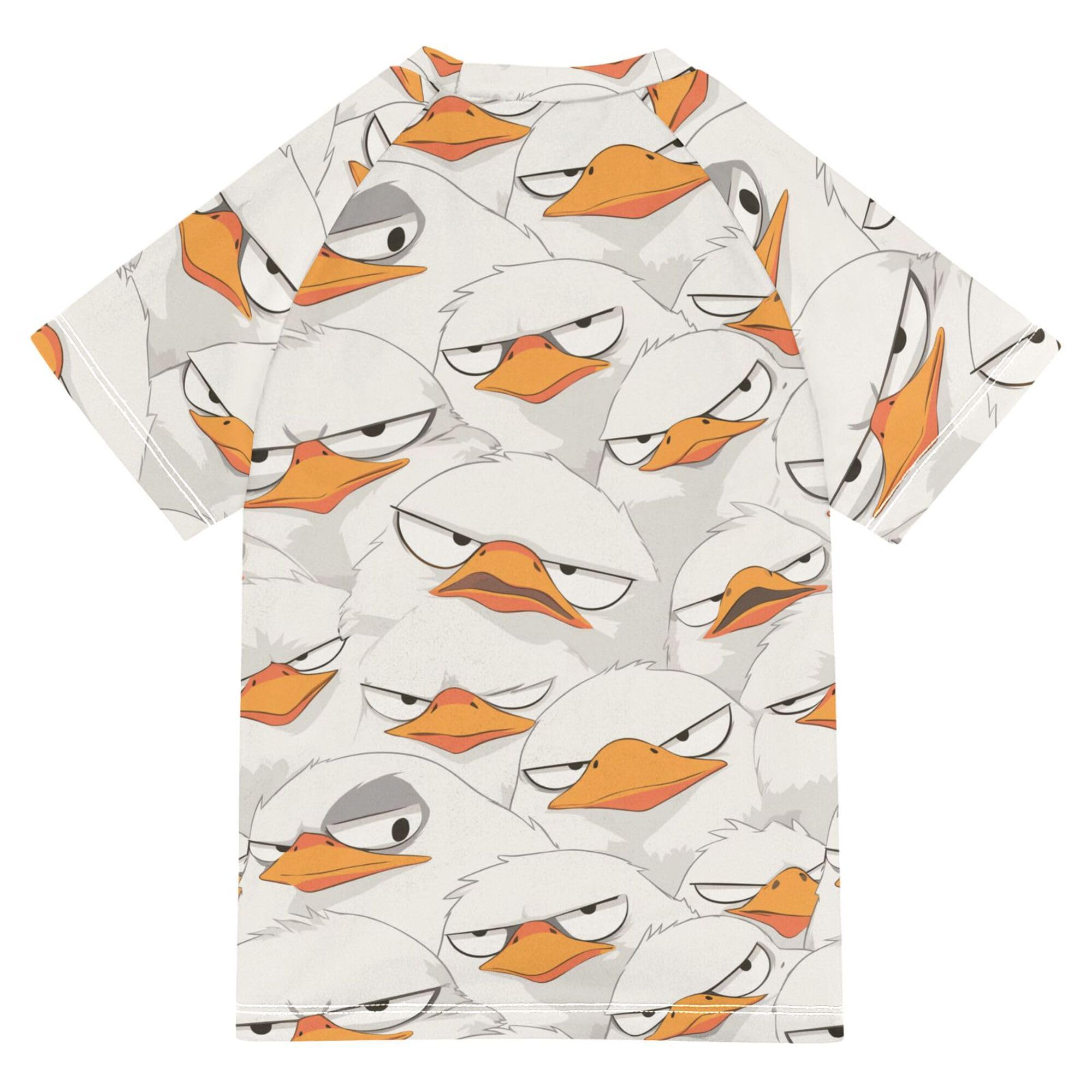 Cartoon Albatross White Bathing Suit Girls Short Sleeves Athletic Shirt Swimwear Beach Tops 3T