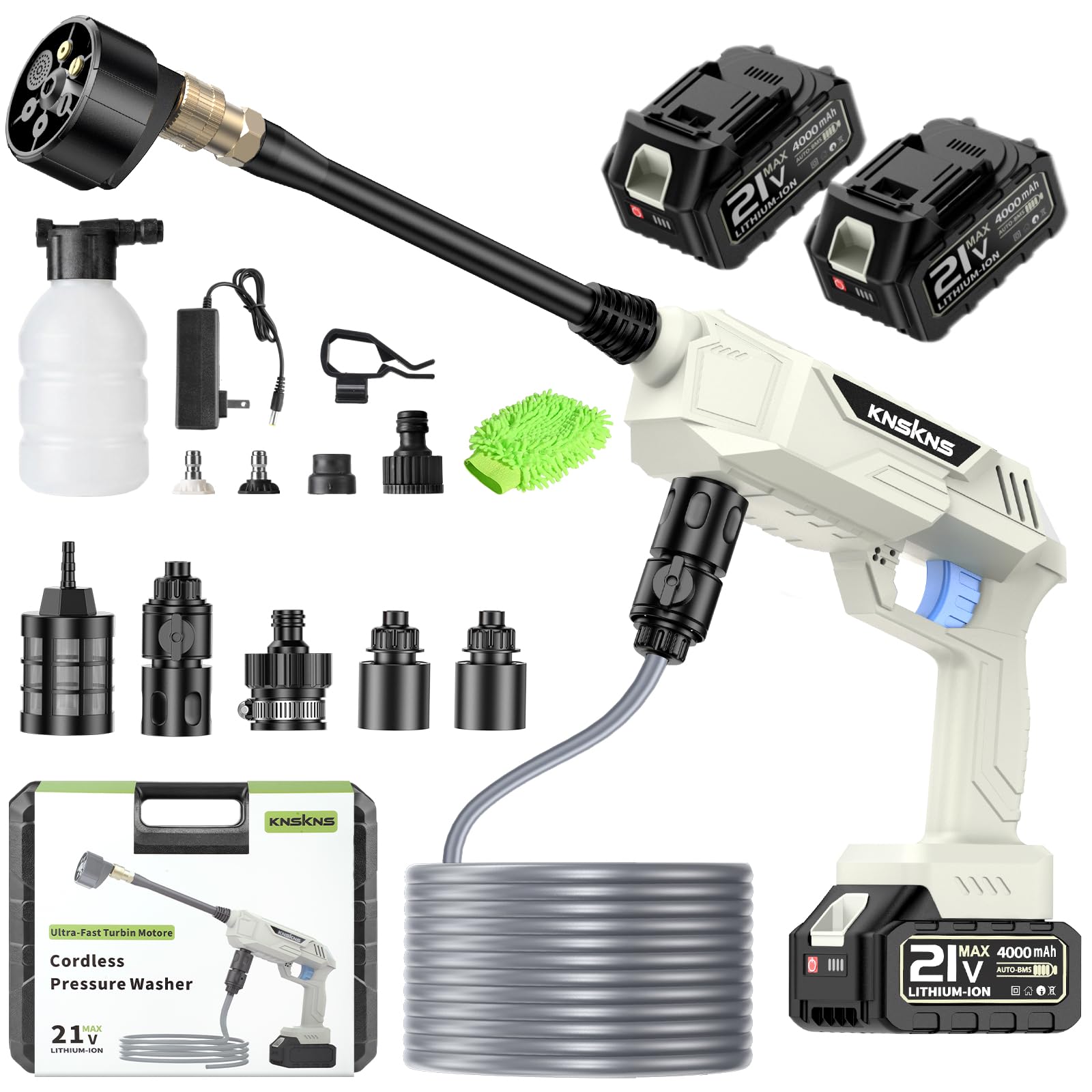 Photo 1 of **MISSING PARTS**
Cordless Wash Machine, Electric Car Washer with 21V Battery×2 & Charger, Portable Handheld Washer with 6-in-1 Nozzle & Foam Cannon for Home