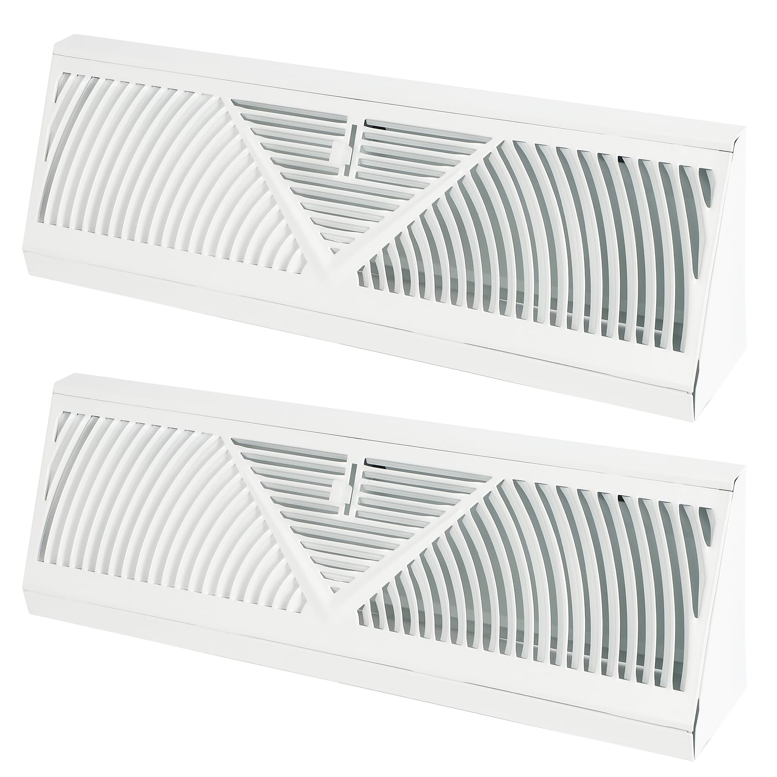 Baseboard Register Vent, 18 Inch Duct Opening Size Baseboard Air Diffuser, 2 Pcs White Base-Board Register Vent Covers with Airflow Adjustment Lever,