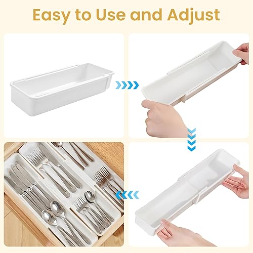 Miniatura 6 de Juego de organizadores de cajones, bandejas organizadoras de cajones expandibles, cubos organizadores de cajones para dormitorio, baño, cocina,