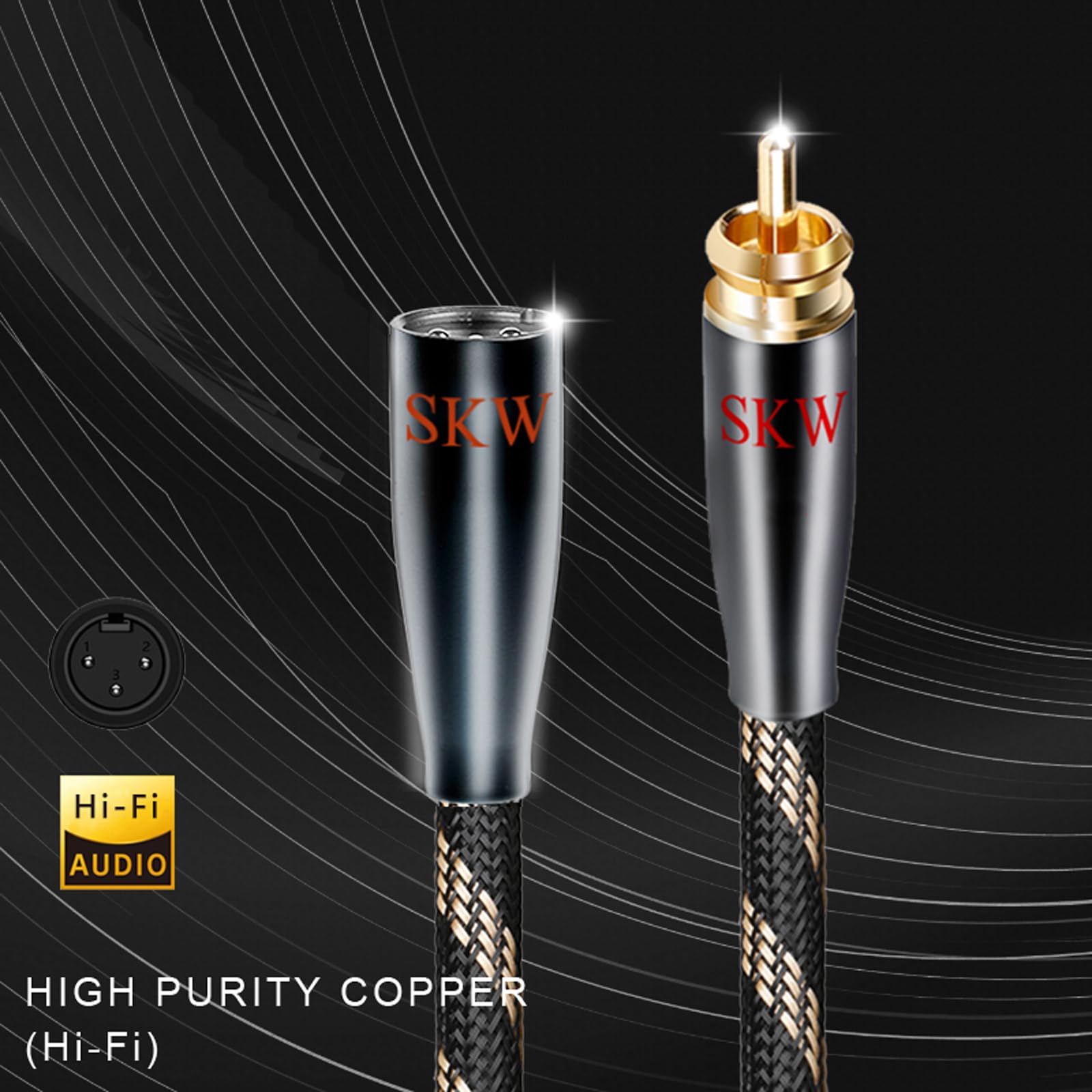 SKW BG Series Cavo in rame ad alta purezza da RCA maschio a XLR maschio - 1.5 metro