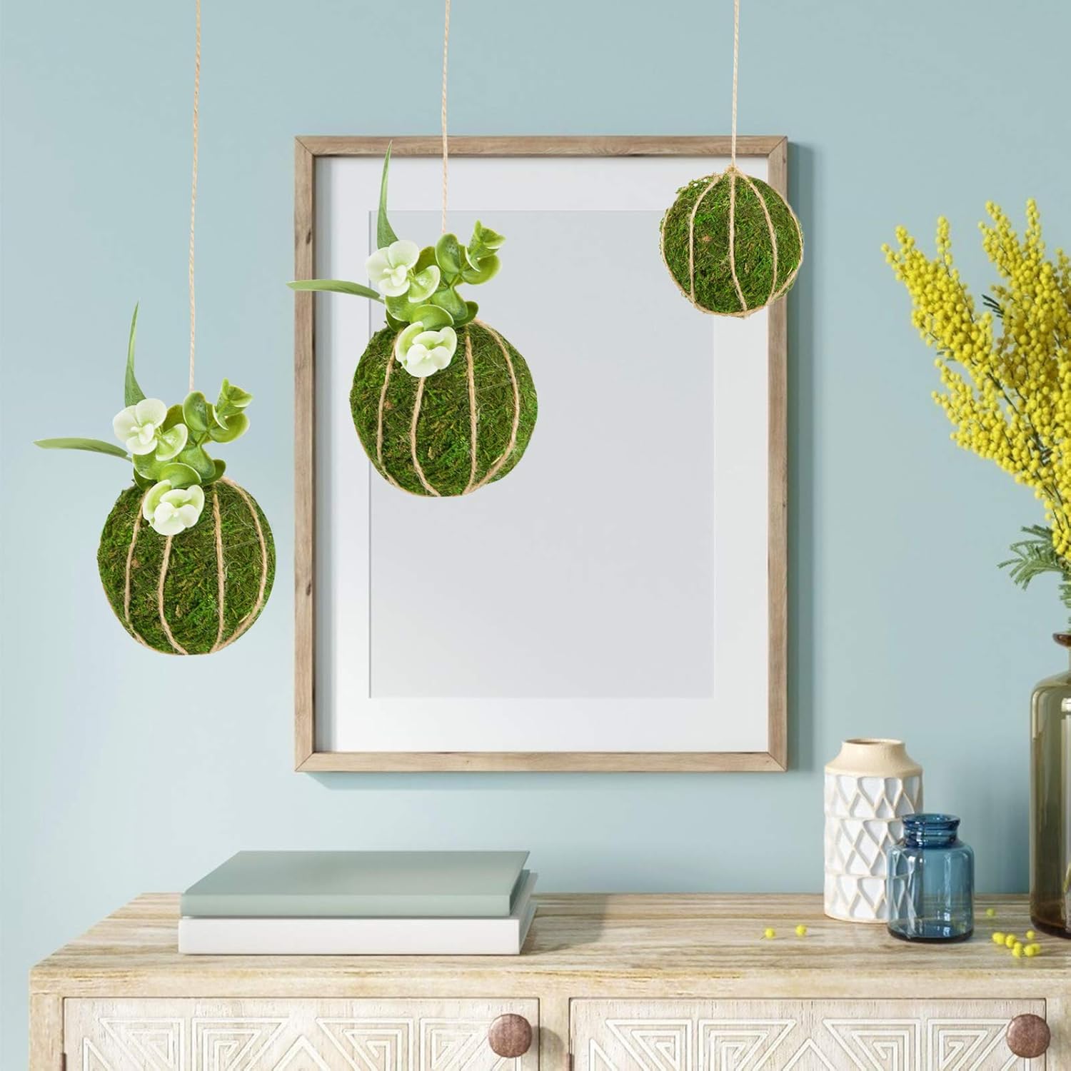 18 Pack Decorative Faux Dried Moss Balls- 6pcs 3.1" Artificial Green Plant Mossy Globes+ 12pcs 2.2" Handmade Sphere Moss Hanging Balls for Home Garden Decors Party Wedding Display Supplies Photo Props : Home & Kitchen