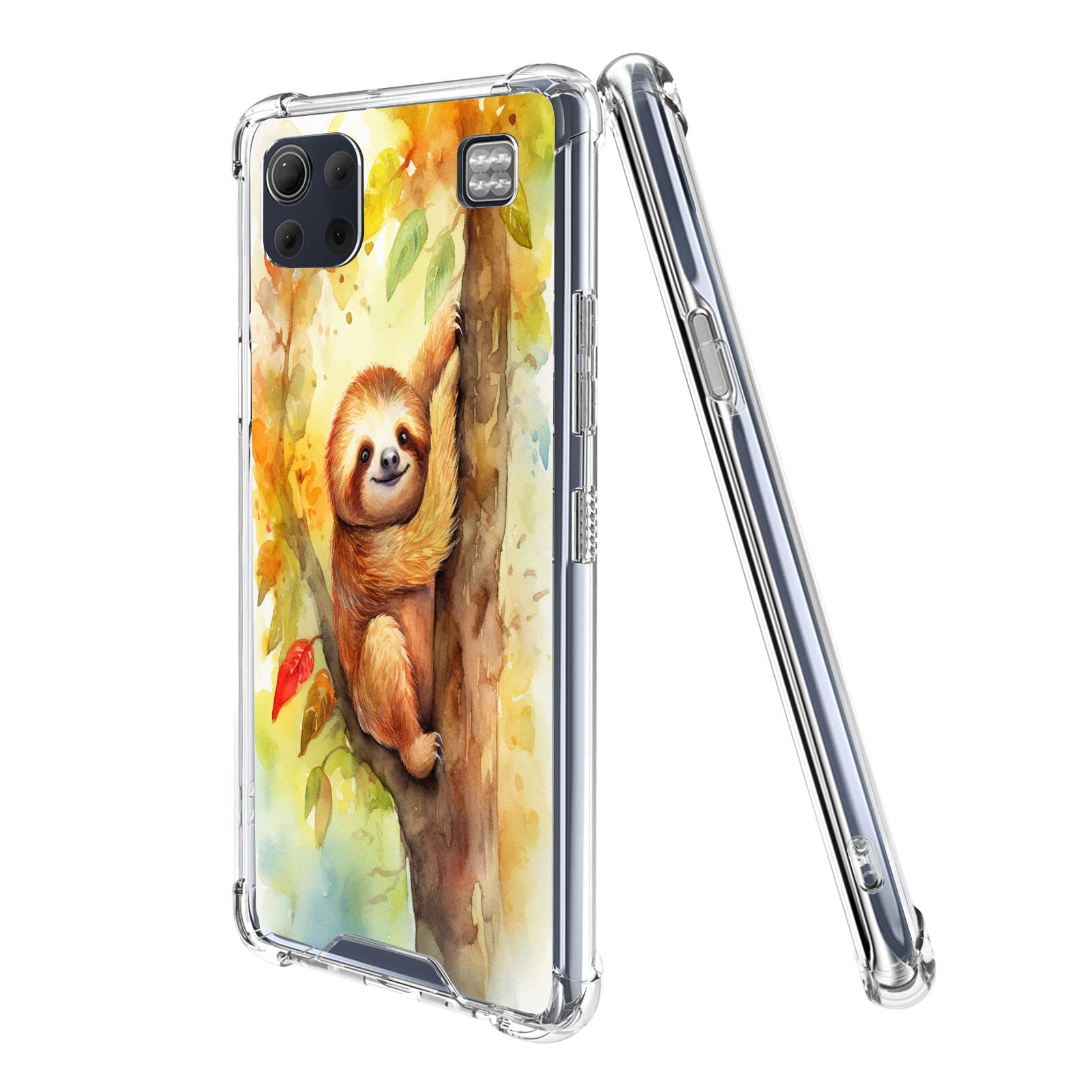 SHENCANG BLUE Clear Case for LG K92 with Designer Cute Sloth Art-53 Design Silicone TPU Case Shockproof Protective Smartphone Phone Cover TMTP