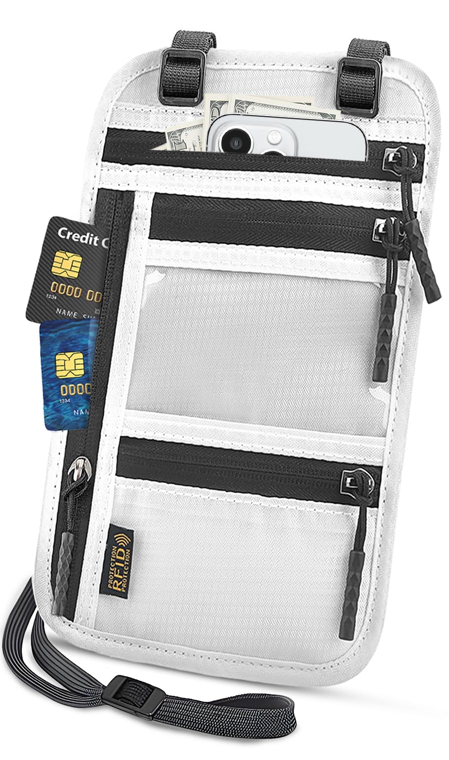 TOPBAG Travel Essentials Passport Holder Slim, Rfid Blocking Travel Wallet for Women and Men, Anti Theft Travel Document Organizer with Adjustable Strap, Neck Money Pouch to Protect Your Information