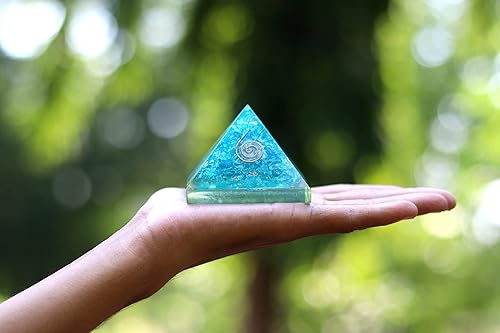 Miniatura 4 de Jet Exquisite A++ Feroza Blue Chakra Orgone Pyramid Free Booklet Jet International Crystal Therapy Crystal Gemstones Copper Metal Mix Rare Healing