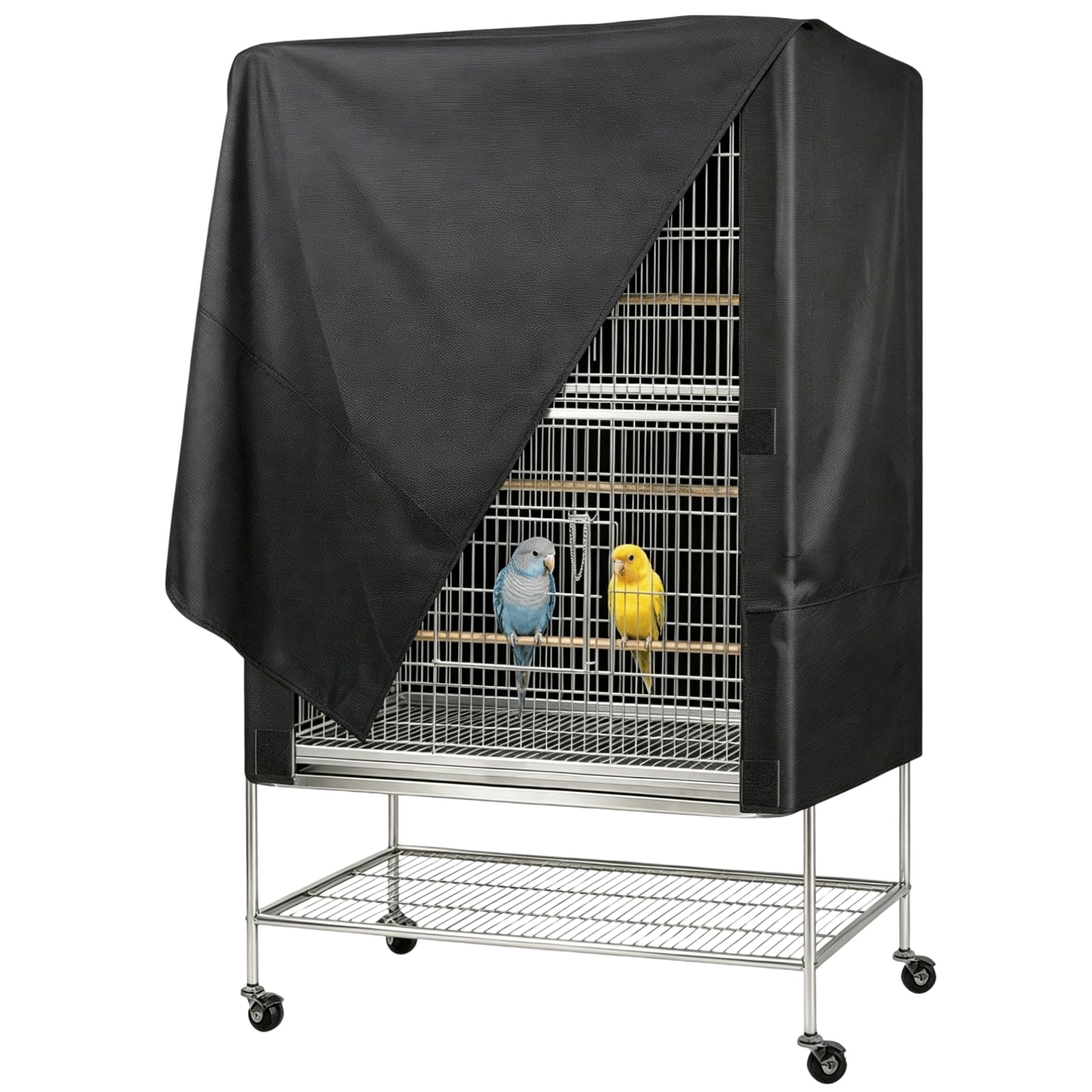 Generisch Schwarze Vogelkäfigabdeckung aus 600D Oxfordstoff, 33 x 23 x 41 Zoll, Abdeckung für Papageienkäfige für den Außenbereich, Vollabdeckung gegen Staub und Schatten, mit leichtem Zugriff