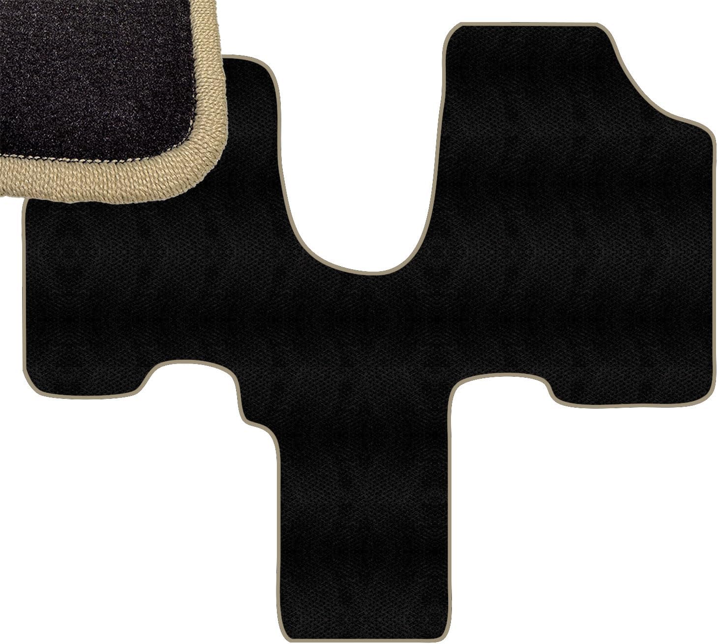 Beige Edge Custom Fit Front Carpet Floor Mat, Black, Compatible with Chevrolet Venture 2nd Row Bucket Seats 2005 2004 2003 2002 2001 2000 1999 1998 1997