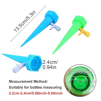 TSHAOUN 24 Pieces Automatic Plant Watering Spike with Slow Release Control Valve Switch Bottle Drip Irrigation System Adjustable Vacation Self Watering Devices for Garden Indoor Plants (24 PCS)