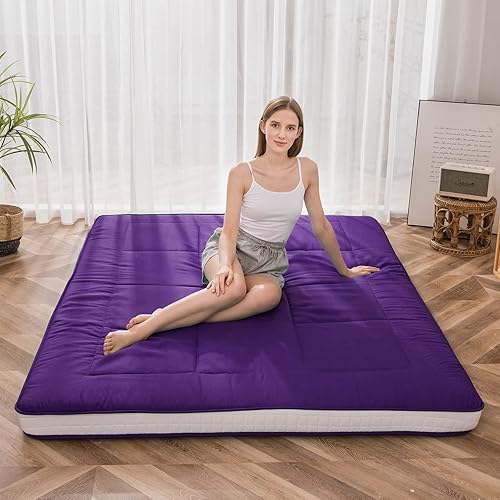 Miniatura 133 de MAXYOYO - Colchón tipo futón japonés, acolchado, para cama, extra grueso, plegable, transpirable, tumbona para el suelo, cama de invitados para Gris
