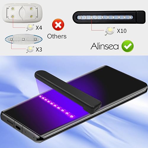 Vista 6 de Alinsea Protector de pantalla compatible con S10 Plus/+ vidrio templado [adhesivo completo] [compatible con sensor de huellas dactilares]