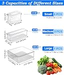 Pure Future 10-Pack Fridge Organizers and Storage with Lids - Clear Plastic Refrigerator Bins with Drain Trays - Stackable Produce Saver for Fruit, Veggies and Pantry, BPA-Free