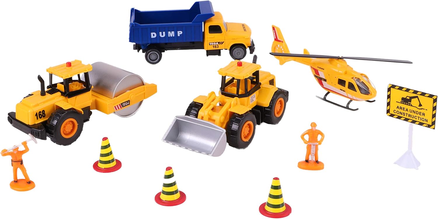 10 Piece Construction Zone Toy Vehicle Playset Boys Toys Includes