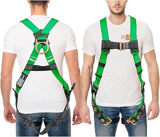 Palmer Safety 5-Point Full Body Construction Harness with Back D-Ring, Tongue Buckle Legs - OSHA ANSI Compliant Fall Protection up to 420lbs