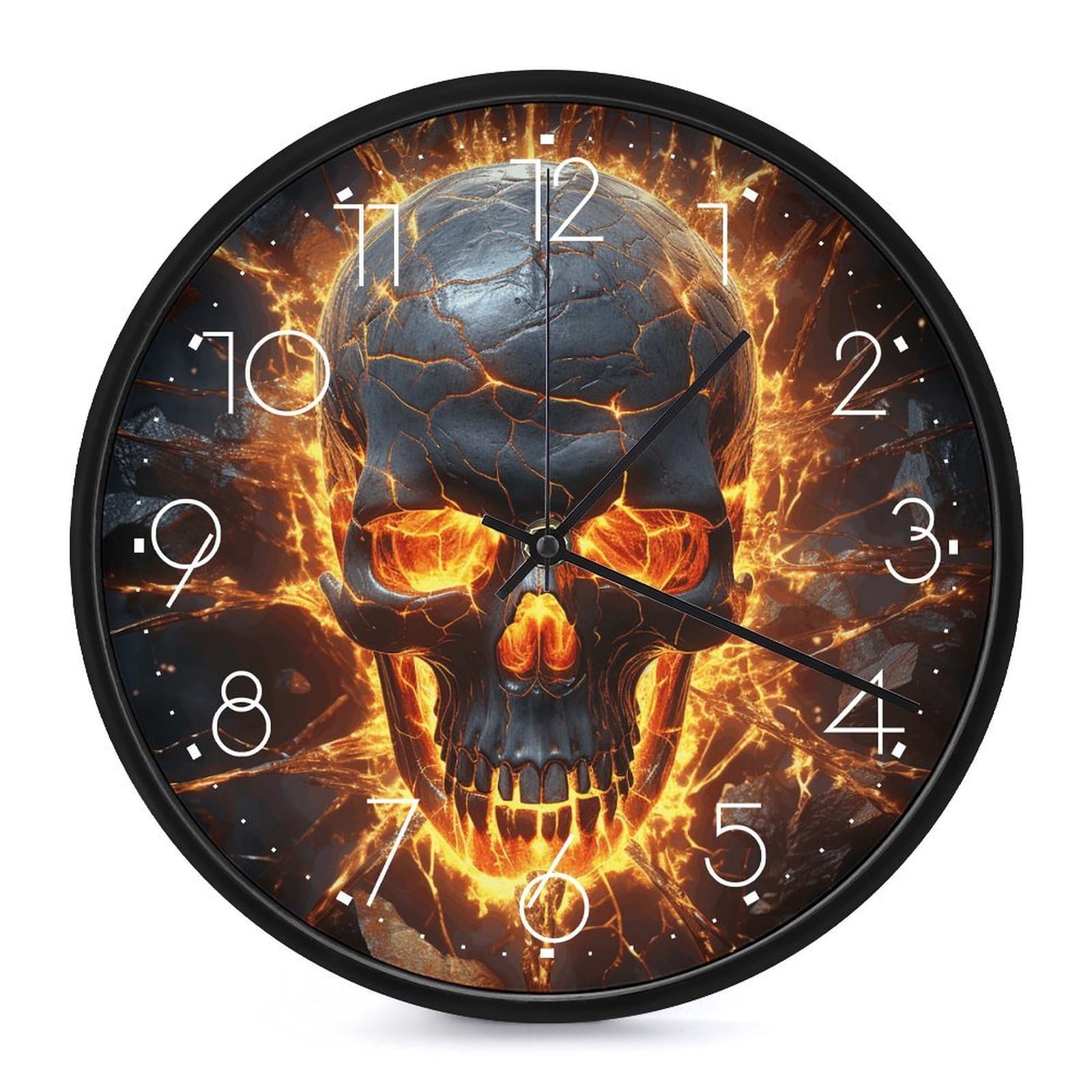 DWVTSLH Shattering of Skull Wall Clock 10 Inch Silent Non-Ticking Modern Clocks Battery Operated - Decorative Wall Clocks for Bedroom Living Room Kitchen Office Wall Decor Gift Idea