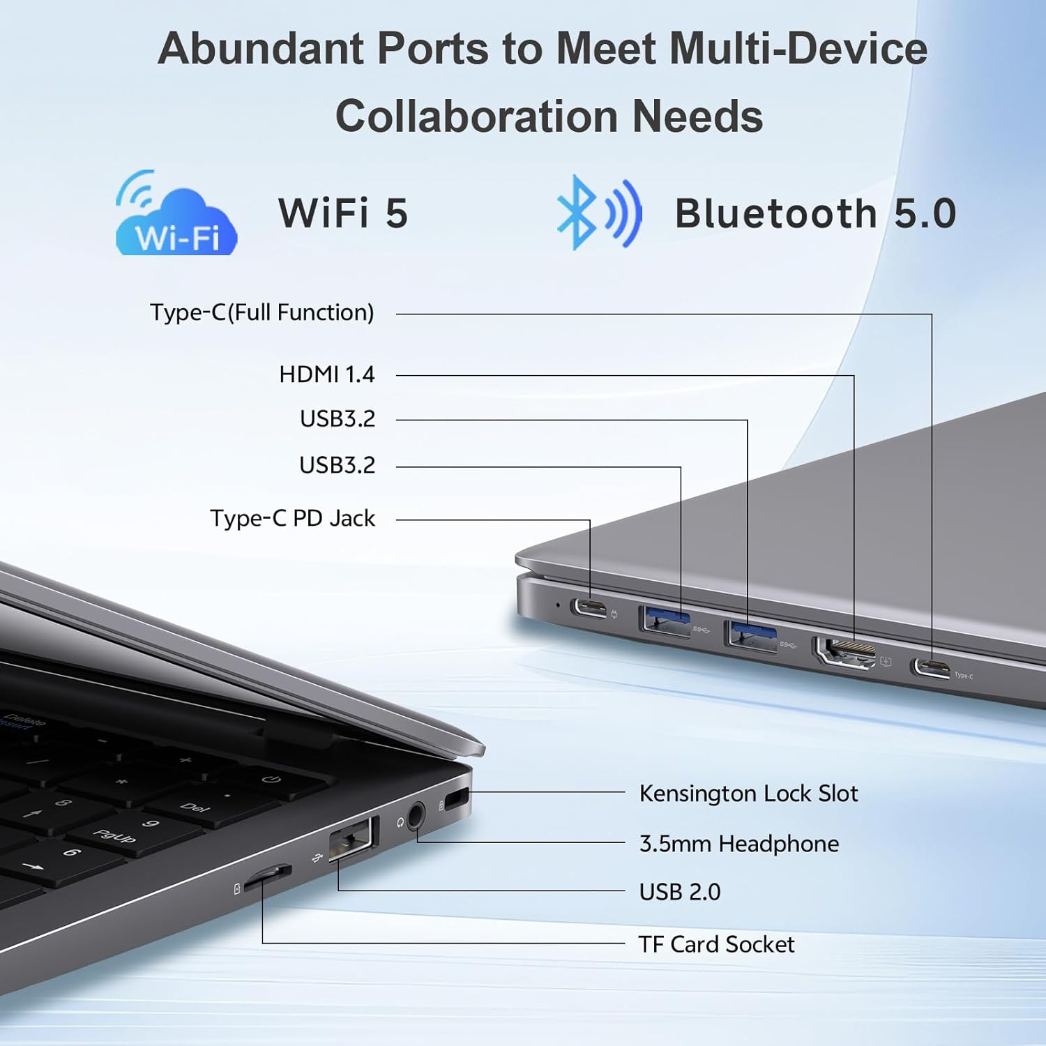 15.6" Laptop Computer, 8GB RAM 256GB SSD, FHD IPS Display, Pentium 6500Y (Up to 3.4GHz), Thin & Lightweight Student Laptop, Quiet Fanless, 170° Hinge, Webcam Privacy Cover