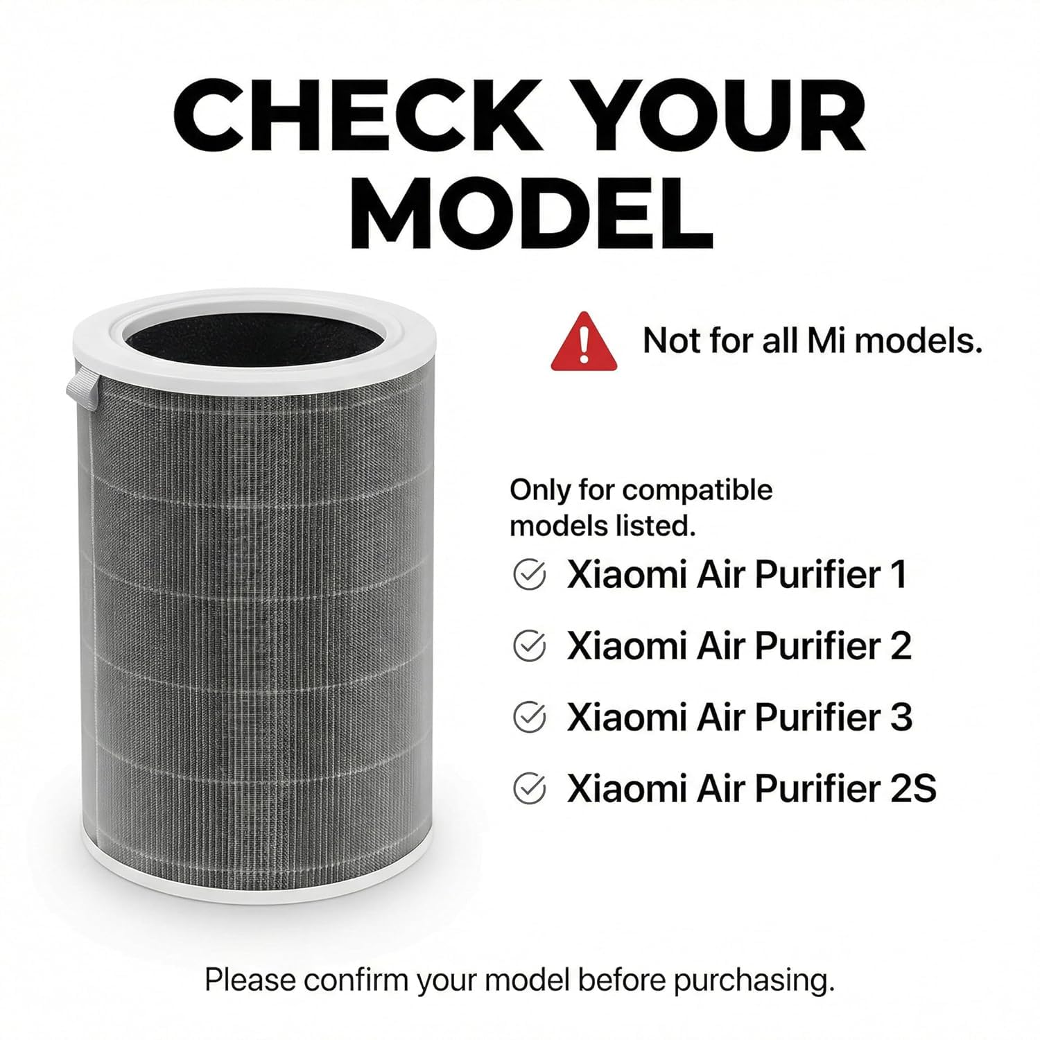 ZELKEY HEPA Filter Compatible with Xiaomi Mi Air Purifier 1/2/3/2H/2S/3H/3C | Activated Carbon Replacement Filter with RFID | Removes PM2.5, Dust, Smoke, Odour & Allergens