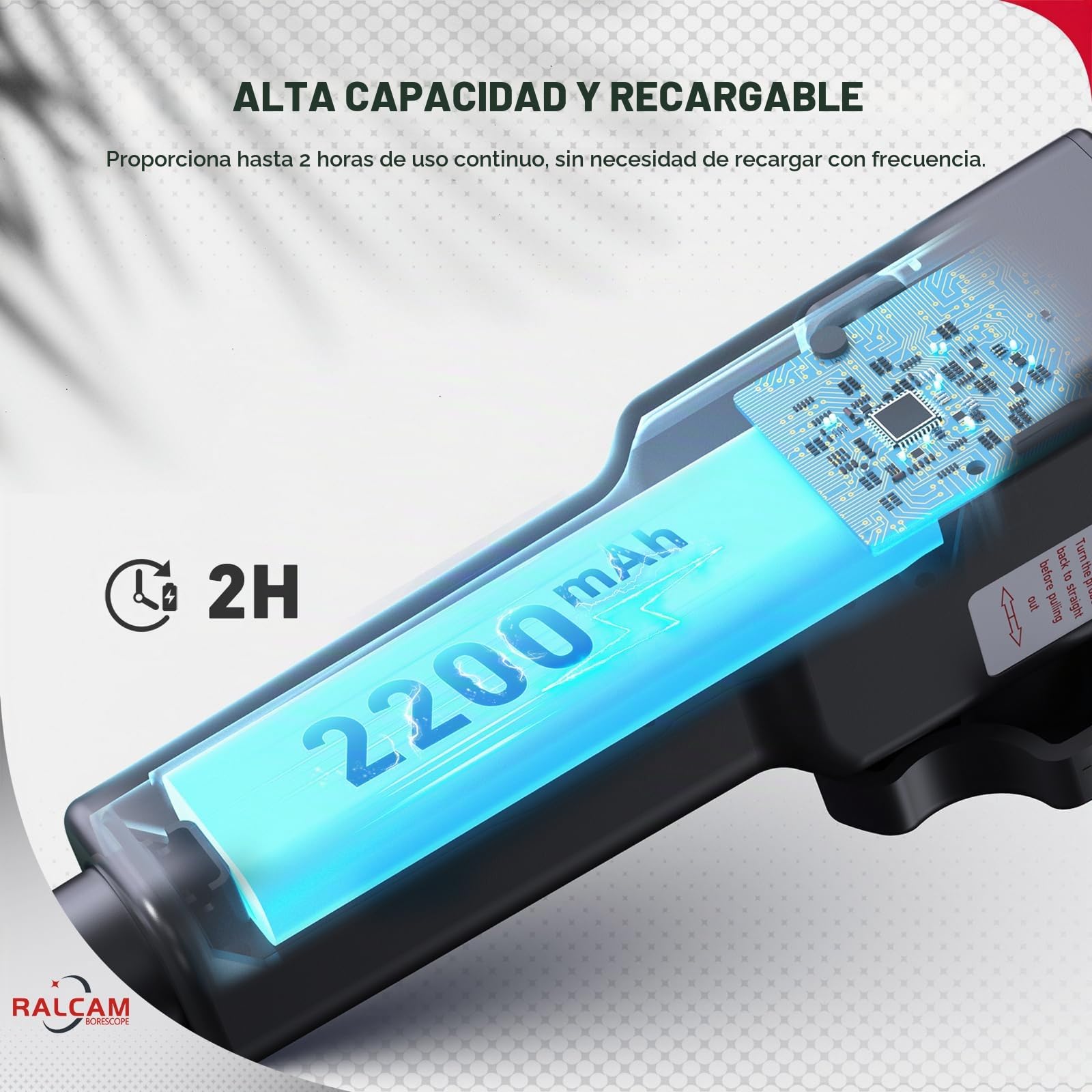 Ralcam Endoscopio Industrial Cámara Endoscopica - Endoscopio para Móvil 8.5mm 1080P HD Cámara Inspección con 8 Luces LED Ajustables Boroscopio 2m Cable Semirrígido para Teléfono Android iOS (Cable 2m)