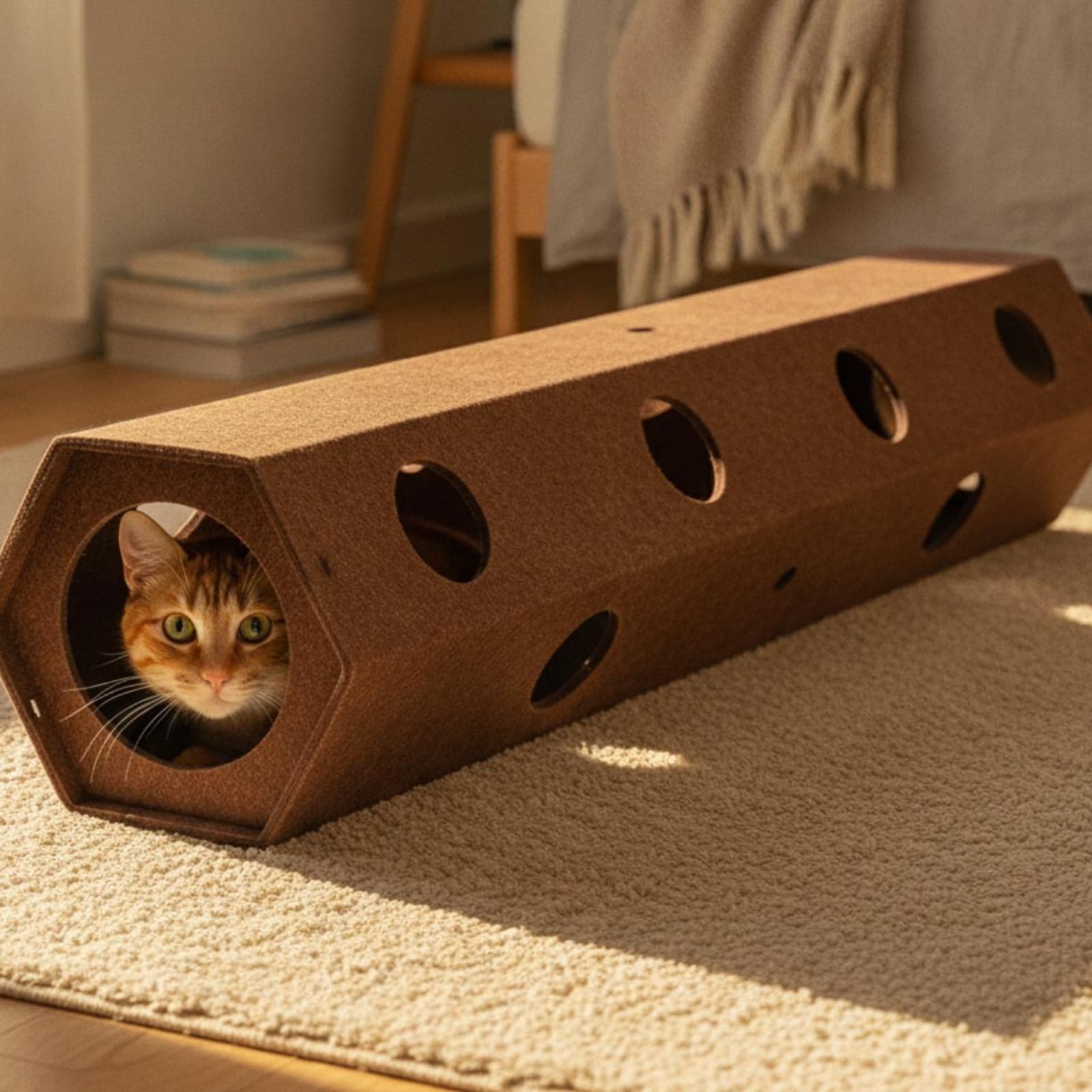 Tunnel pour Chat avec Ouvertures, 60 30 30cm