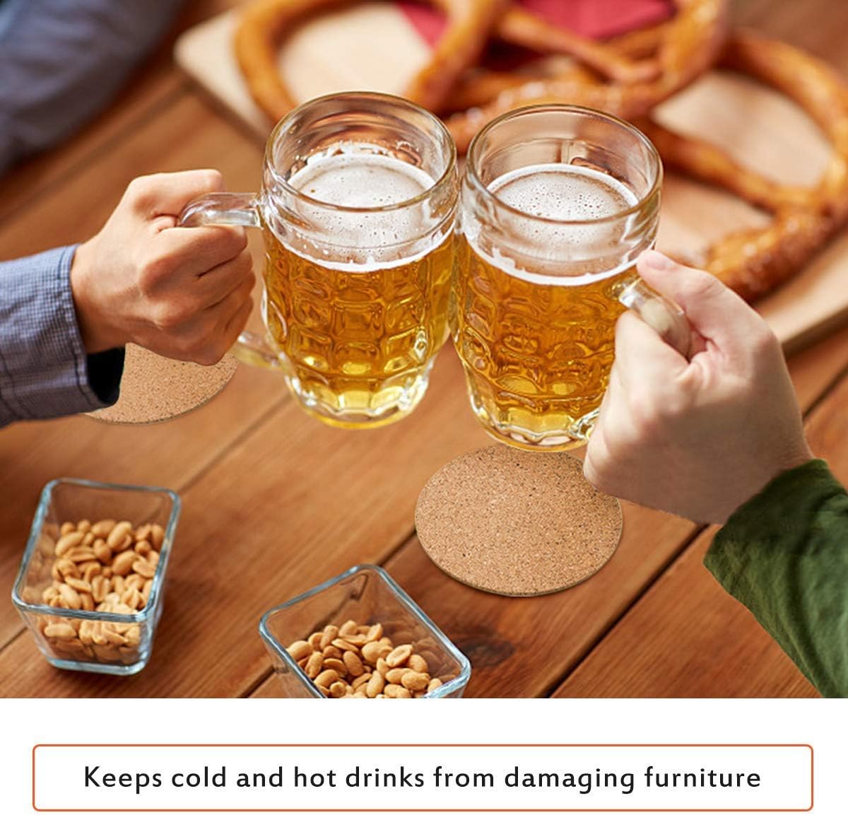 12 Pack Cork Drink Coasters Round 1/8" Thick -Home Bar and Kitchen Essential-Reusable Absorbent Eco-Friendly DIY Project Tile Craft Board-Restaurant Cafe Wedding Supplies and Accessories