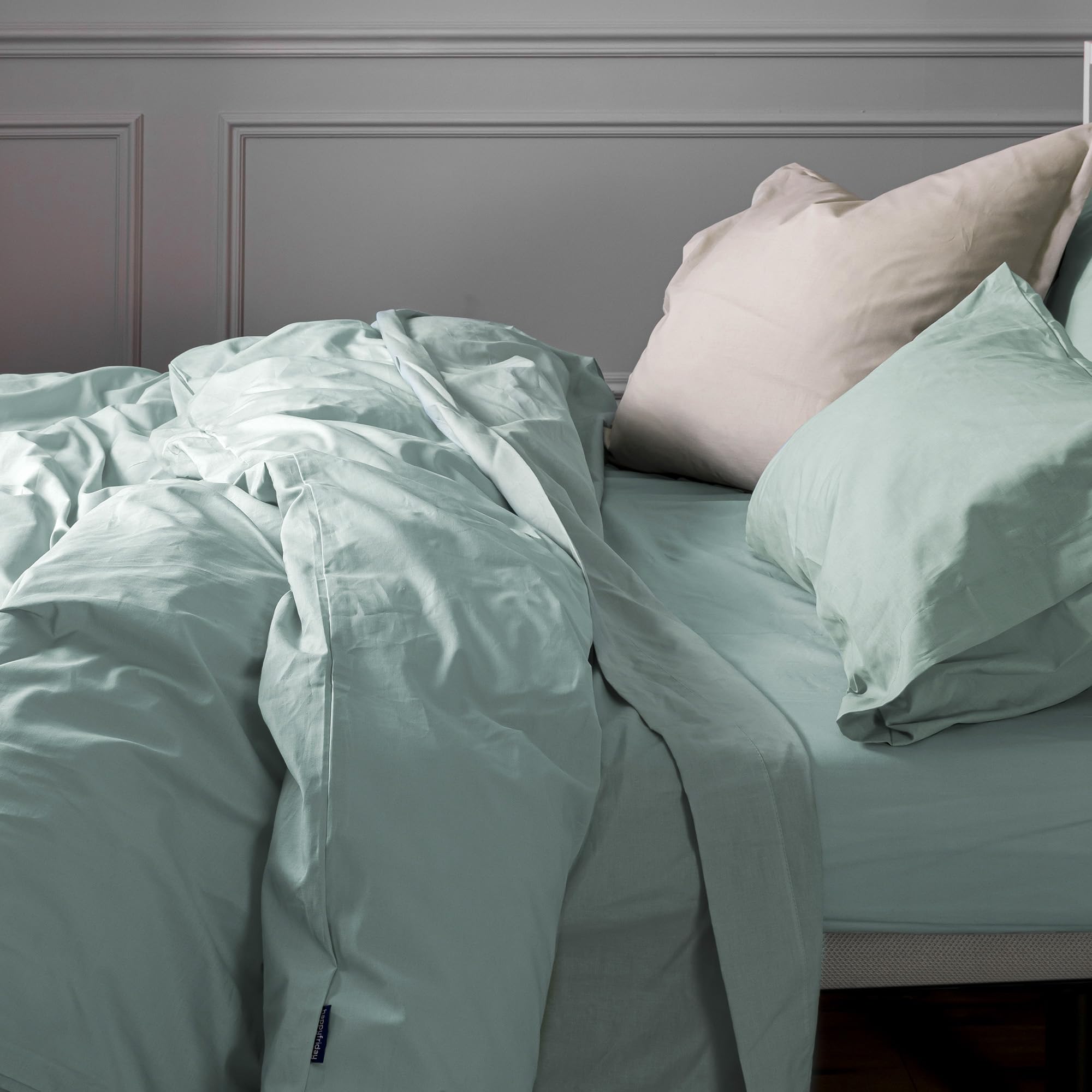 Housse de couette 155x220 cm menthe Basic finitions soignées