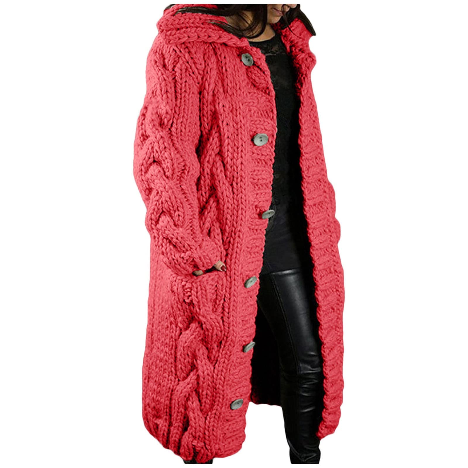 Chaqueta de punto grueso para mujer, abrigo de punto de gran tamaño, cárdigan largo de punto, cárdigan de otoño, cárdigan de punto frontal abierto, chaqueta de entretiempo, chaqueta para el tiempo