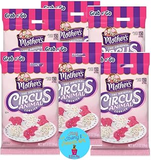 D'Elite Box Frosted Animal Crackers by Mother's Circus Animal Cookies 3 oz Pack of 6 comes with an inspirational magnet by D'Elite Box
