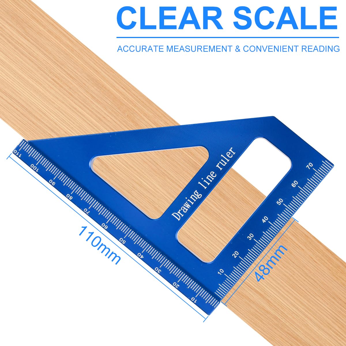 Machinist Square Carpenter Square Aluminum Miter Triangle Ruler Precision Hole Scriber Woodworking Square Protractor 45 90 Degree Blue 3d Multi Angle Measuring Ruler