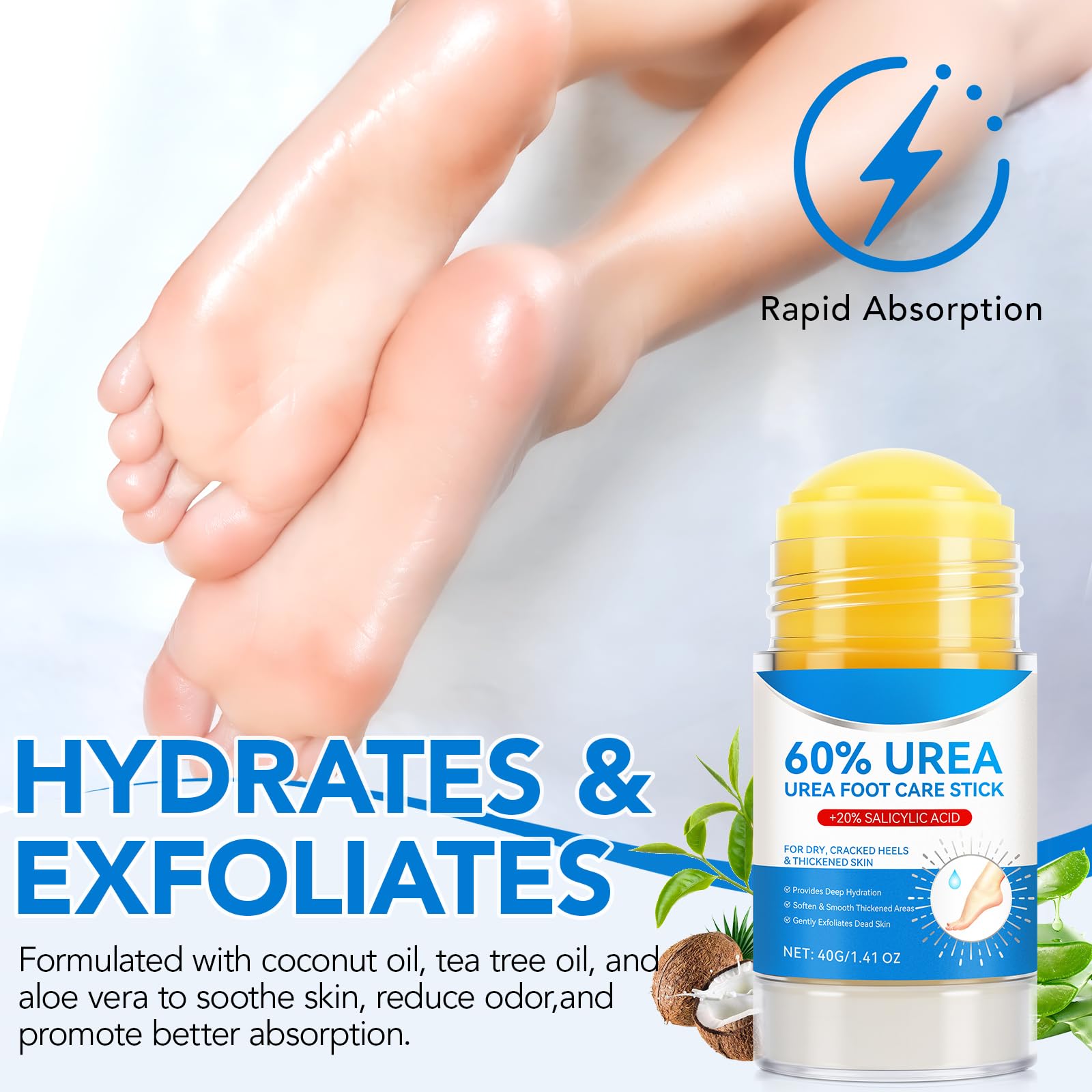 Crema hidratante para pies Urea 60% 40g suavizante de la piel