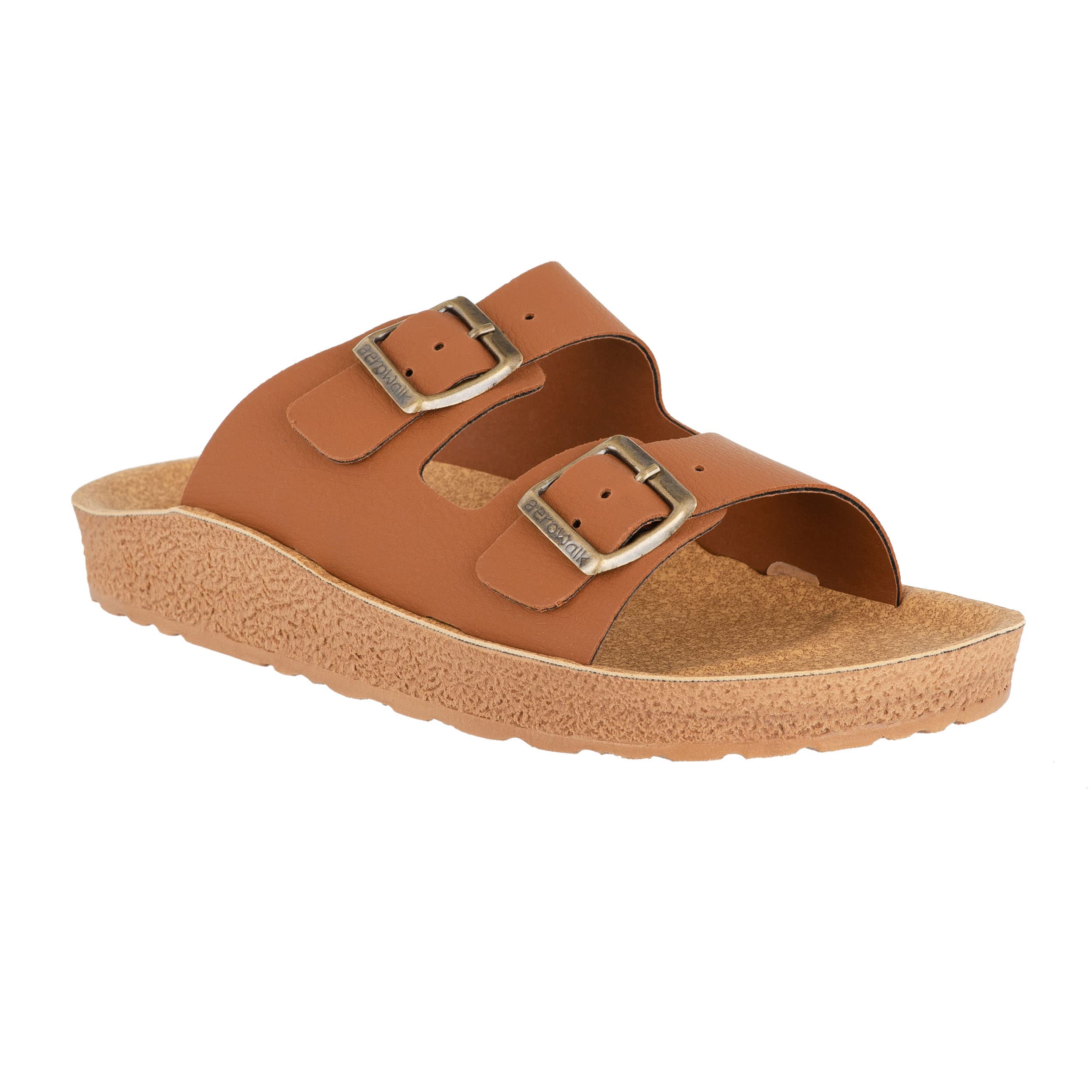 AEROWALK Stylish T-Shape Fashion Slipper for Men | Comfortable | Lightweight | Anti Skid | Casual Office Footwear (KC71_TAN_44)