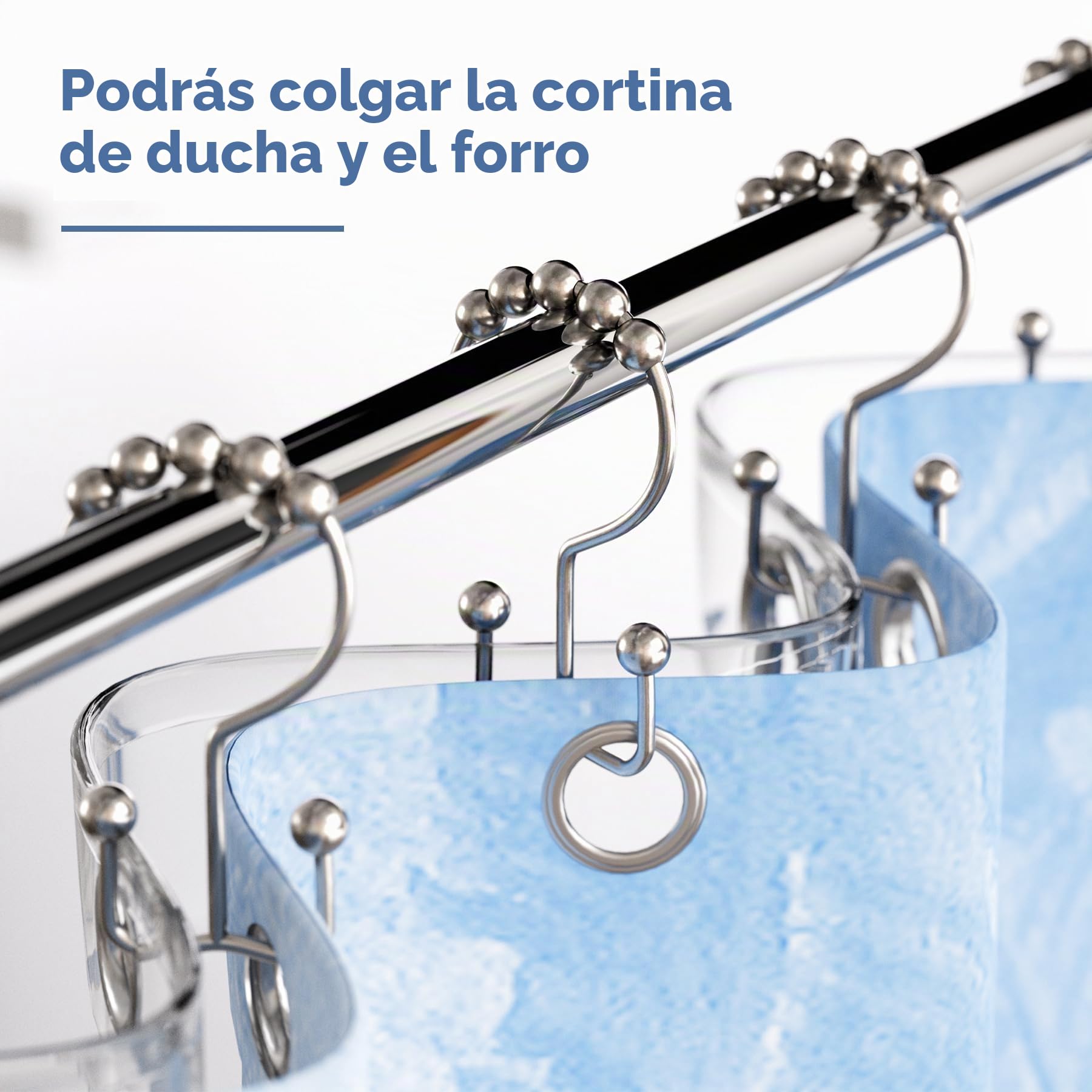 Titanker - Juego de 12 ganchos dobles antideslizantes para ducha, de metal antioxidante