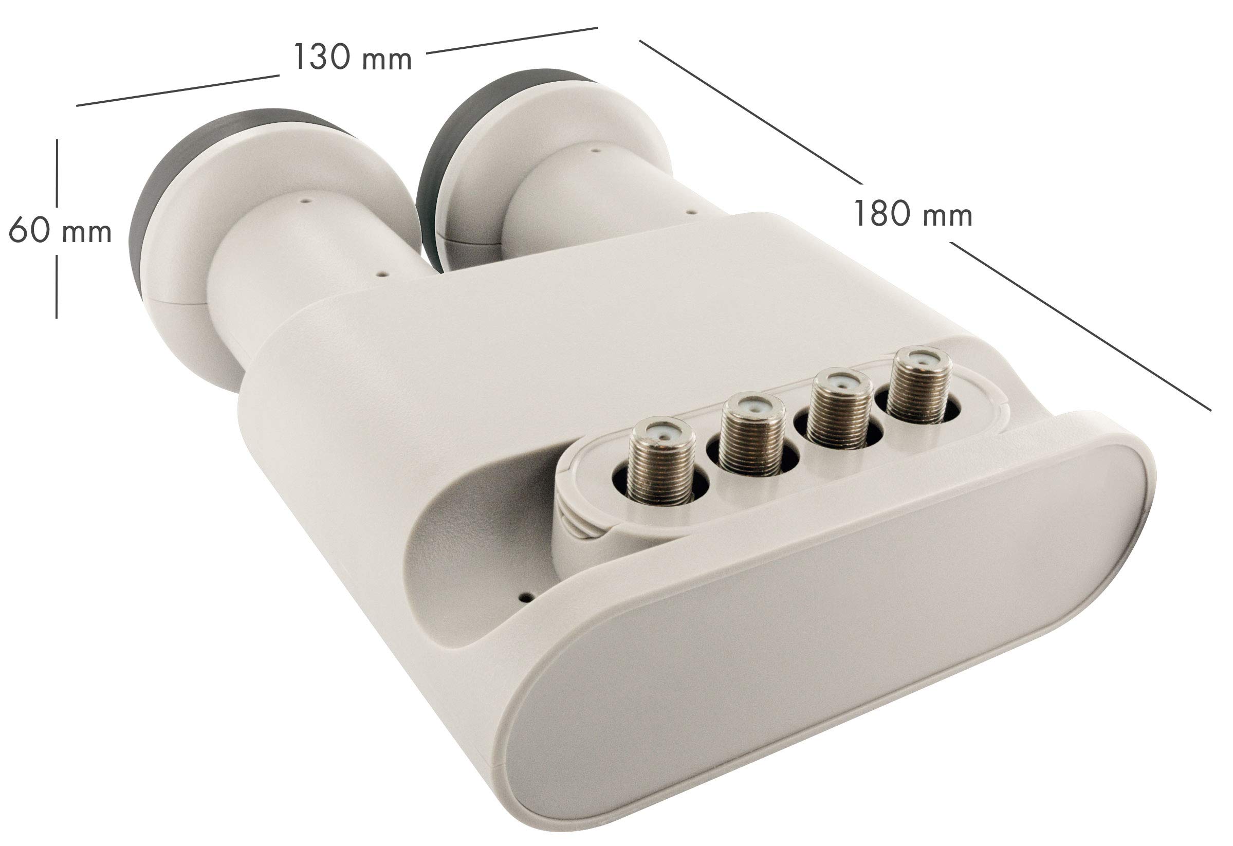 SCHWAIGER 5095 Monobloc Quad LNB 4-participants numérique Accessoires pour Parabole Protection Contre Les intempéries Raccords dorés Gris Clair Récepteur Satellite Eutelsat Astra