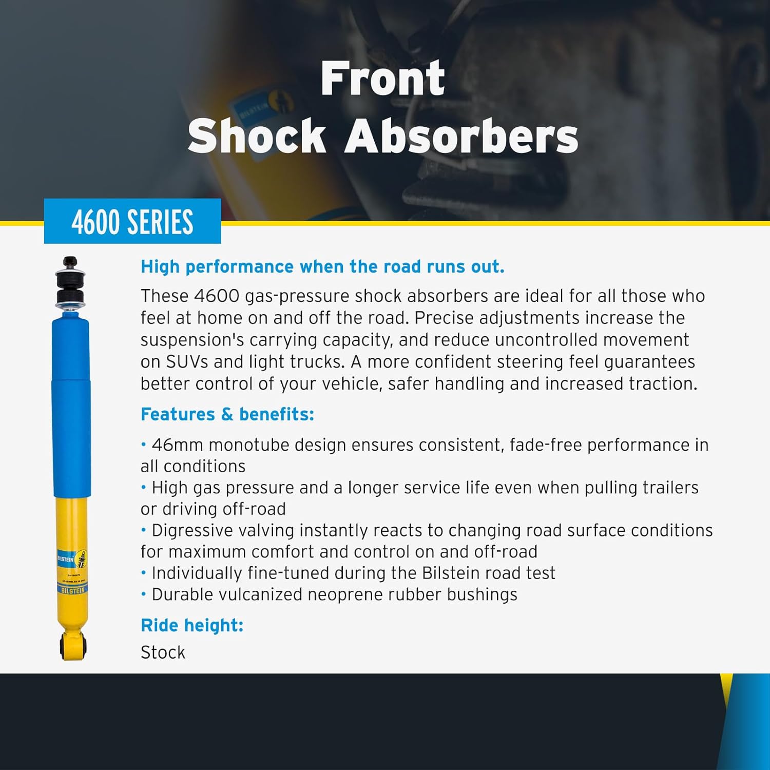 4600 Series Pair of Front Monotube Shocks fits 2005-2016 F250 F350 Super Duty 4WD | Includes TrendsAuto Decal | 24-186674
