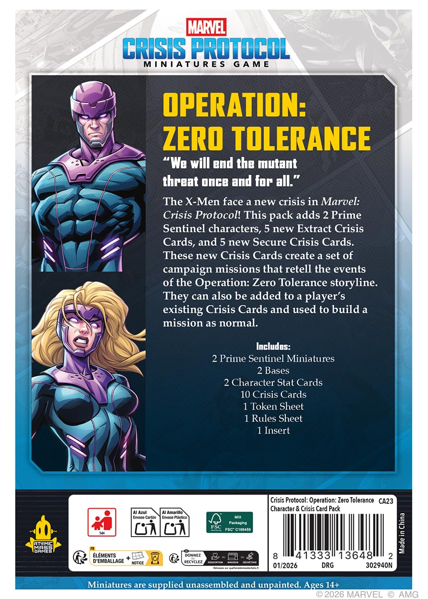 Asmodee | Marvel: Crisis Protocol - Operazione: Pacchetto carte crisi tolleranza zero | Gioco di miniature | Età 14+ anni | 2 giocatori | Tempo di gioco: 90 minuti