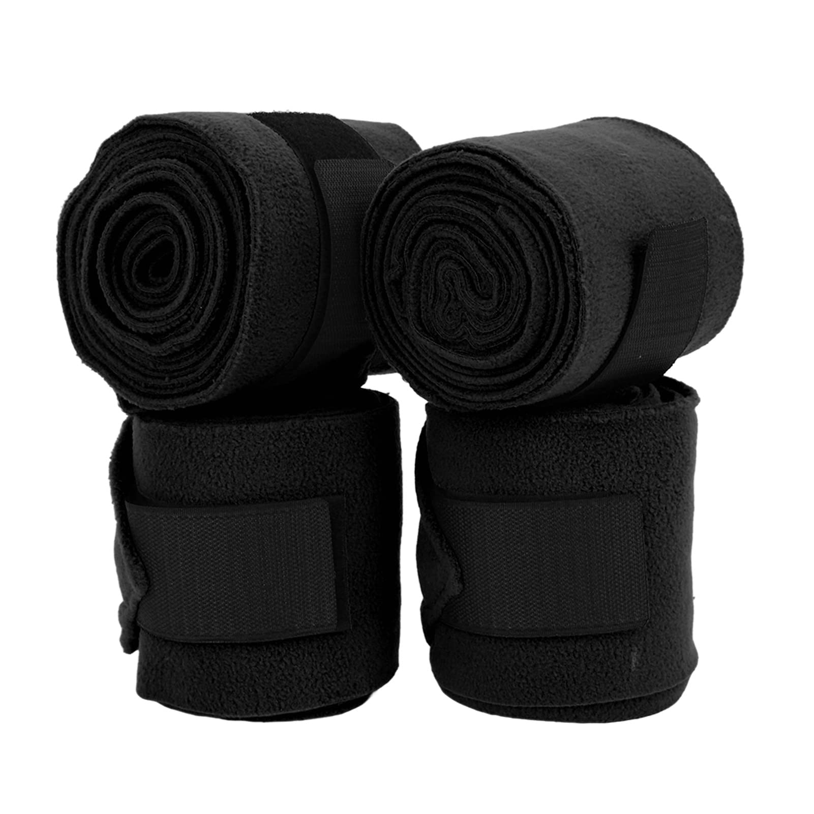 Bandages jambes cheval en polaire noire premium avec support durable