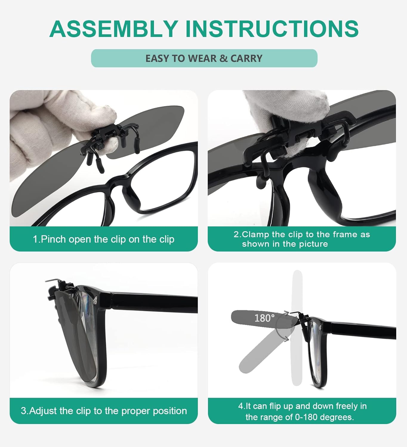 Eyekepper 4 Pack Flip-up Clip-On Sunglasses 59x39 MM Metal Wear Over Glasses - Image 4