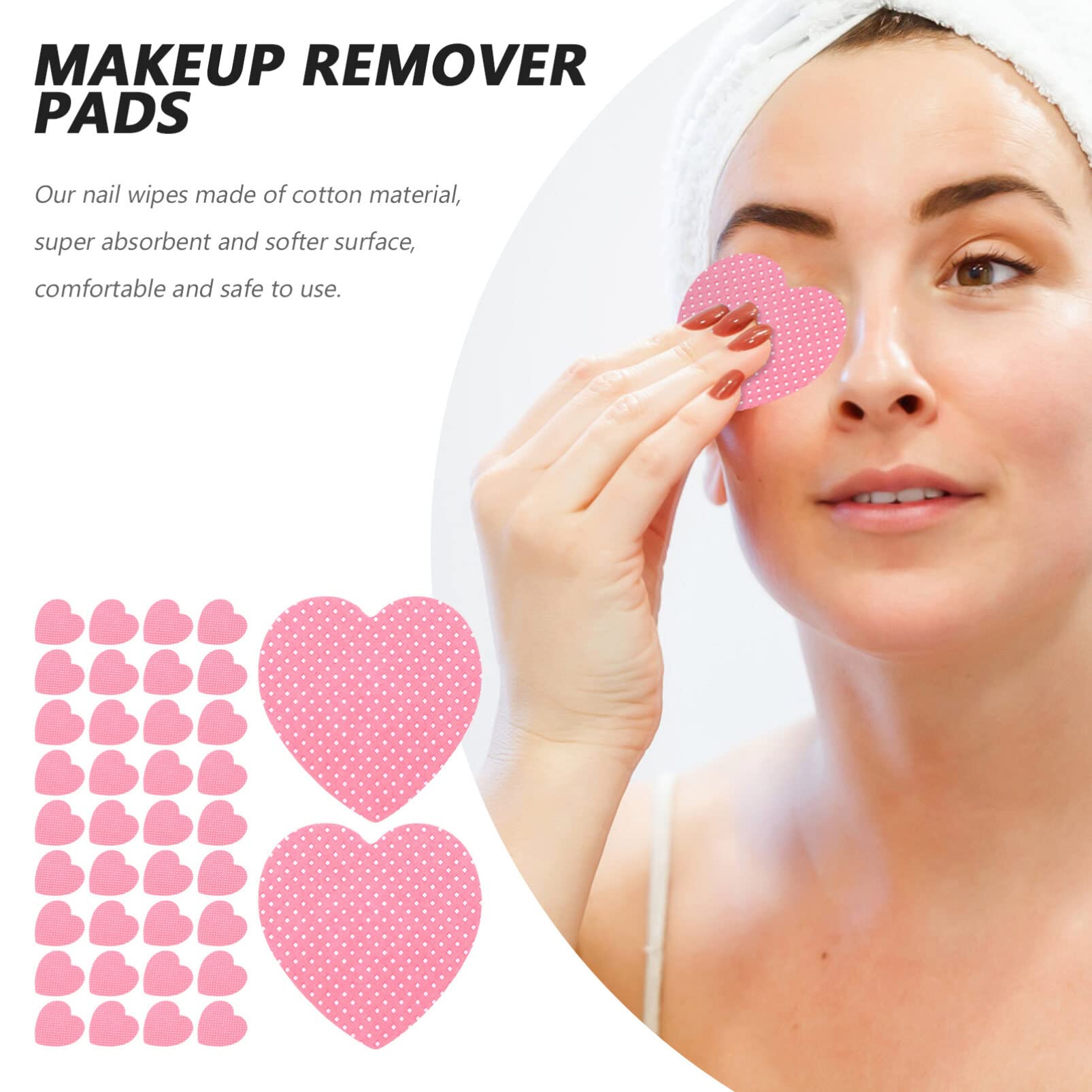 Beaupretty 200sheets Heart-Shaped Nail Polish Remover Pads Cotton Wipes for Quick Easy Nail Cleanup Portable in Convenient Container Go Use