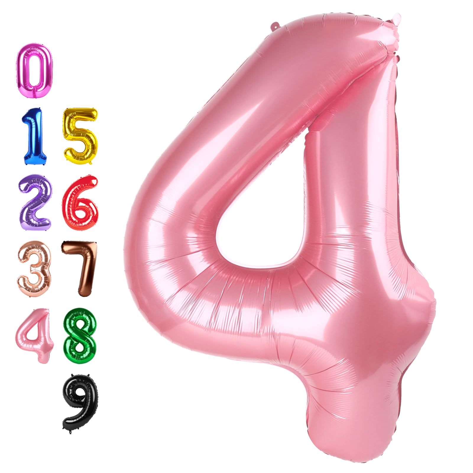 Number Balloons 4 Balloon Pearl Pink for 4th Birthday Decoration, 40 inch