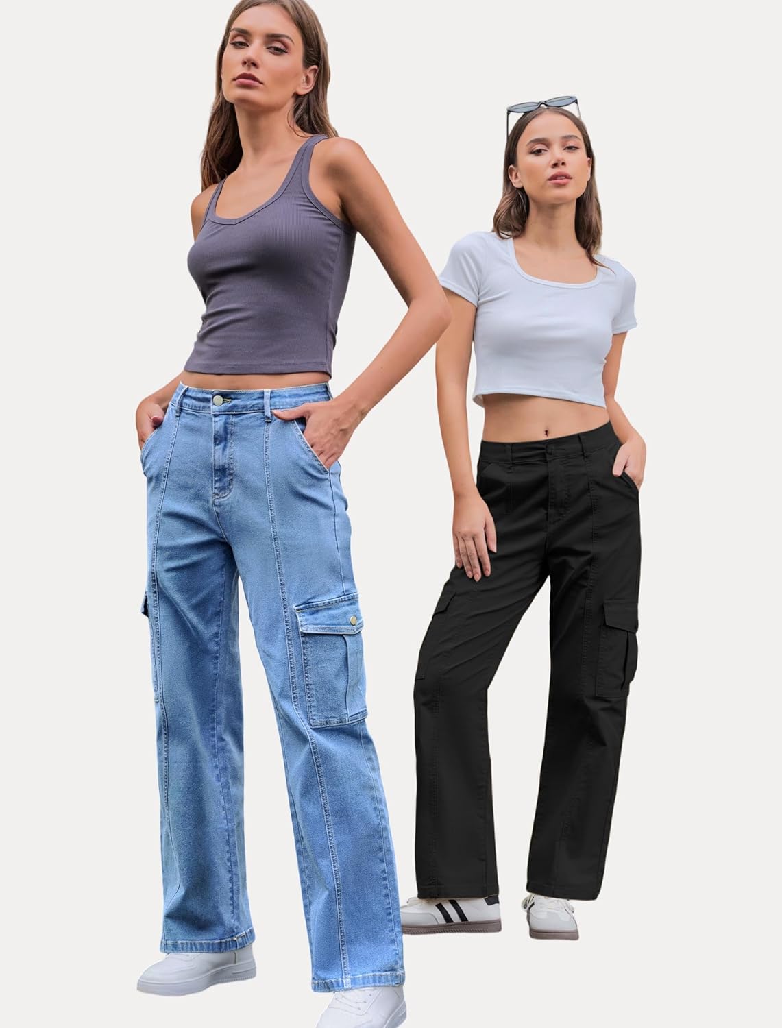 IWD Womens Cargo Pants High Waisted Straight Leg Trousers with 6 Pockets Casual Baggy Pants Trendy Clothes 2026 - Image 6