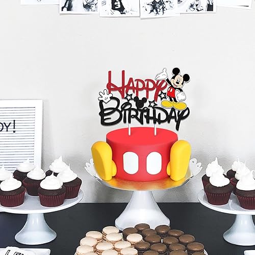 Miniatura 6 de Decoración para pastel de ratón, decoración de fiesta de cumpleaños de ratón, suministros de fiesta de cumpleaños de ratón con estrella y guantes
