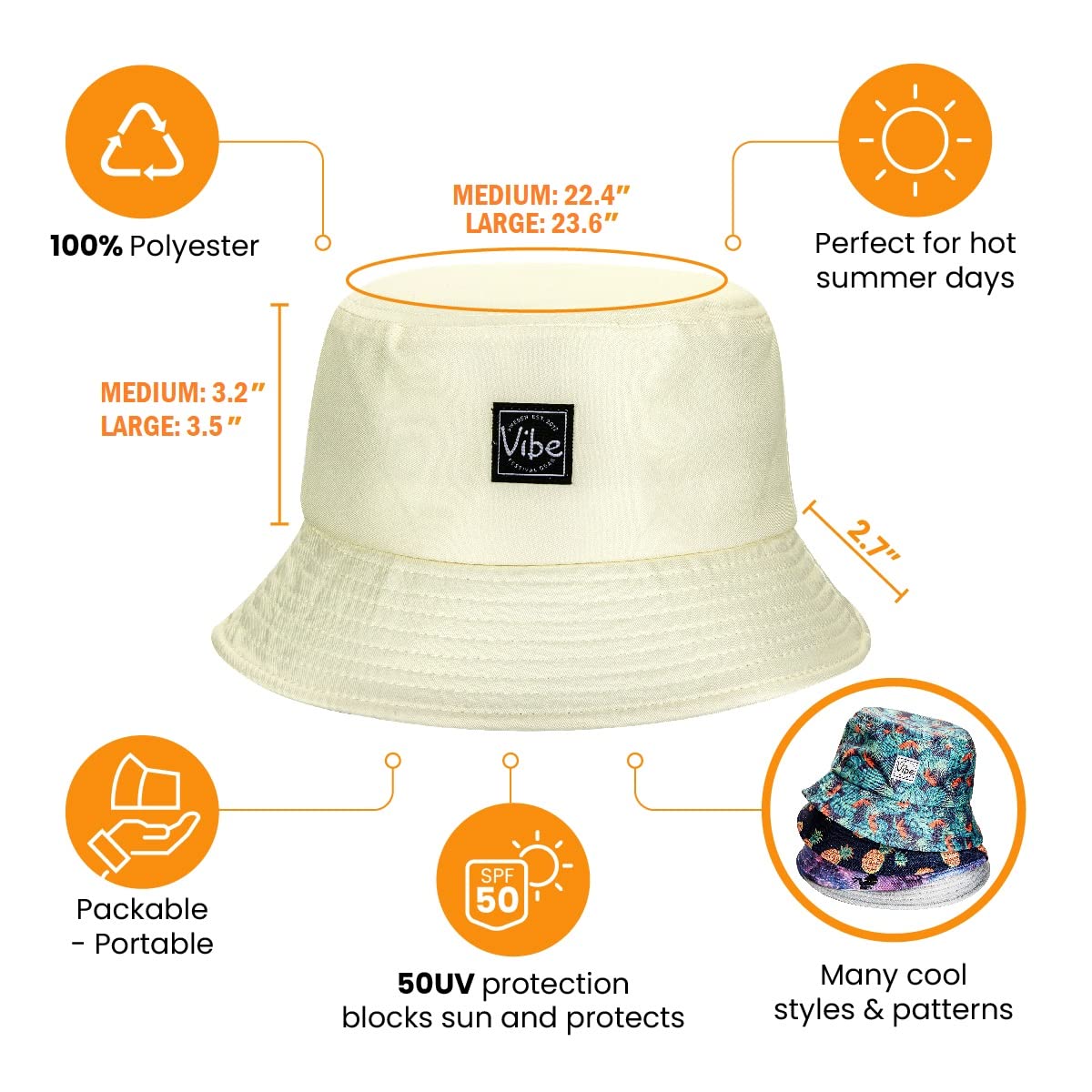 Vibe Festival Gear Chapeau de pêcheur Unisexe pour Homme et Femme