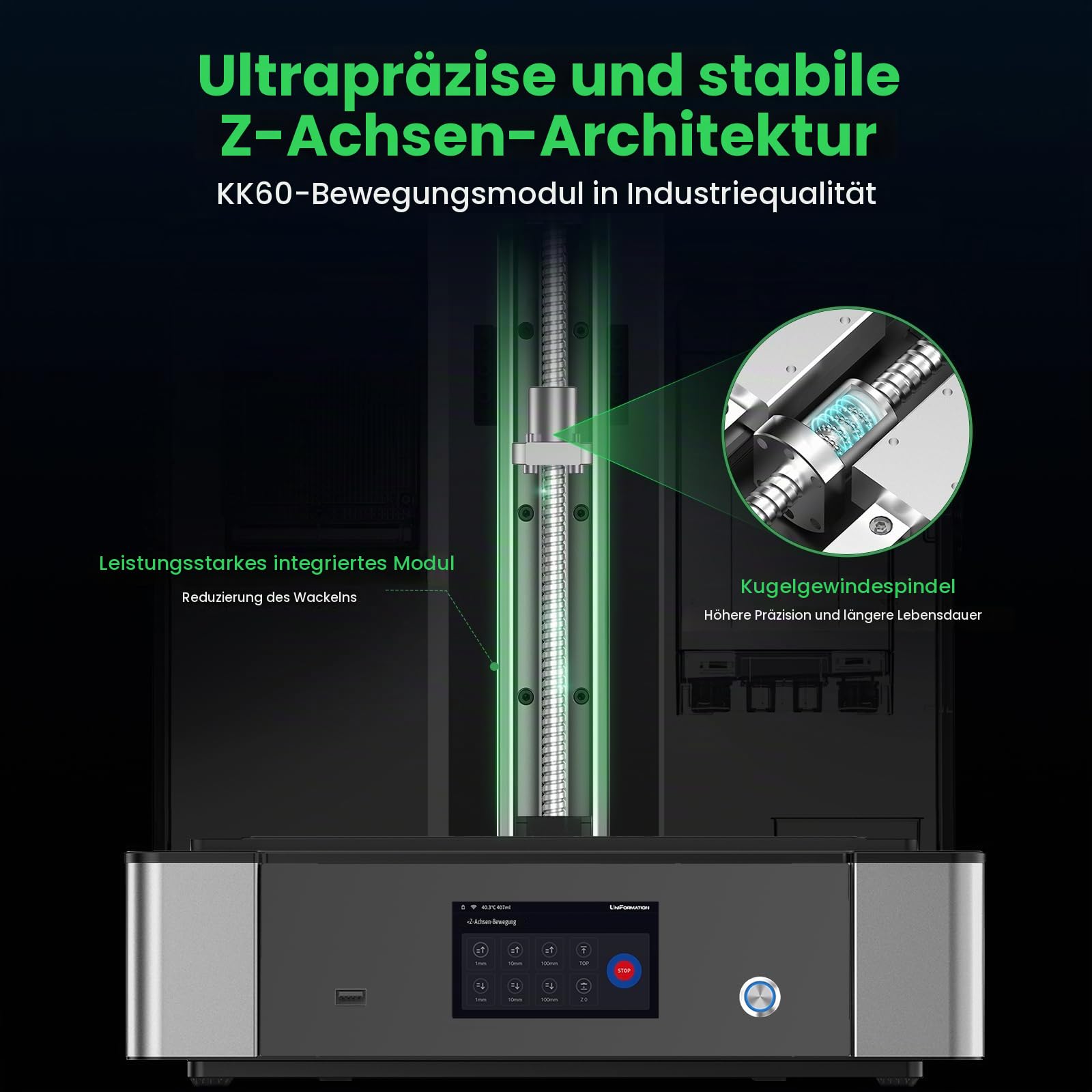 UNIFORMATION Großer Harz-3D-Drucker GK3 Ultra 13,5-Zoll 16K UHD Mono-LCD-Bildschirm 3D-Harz-Drucker 300 x 160 x H300mm Bauvolumen mit intelligentem, automatisch erkanntem Heizsystem