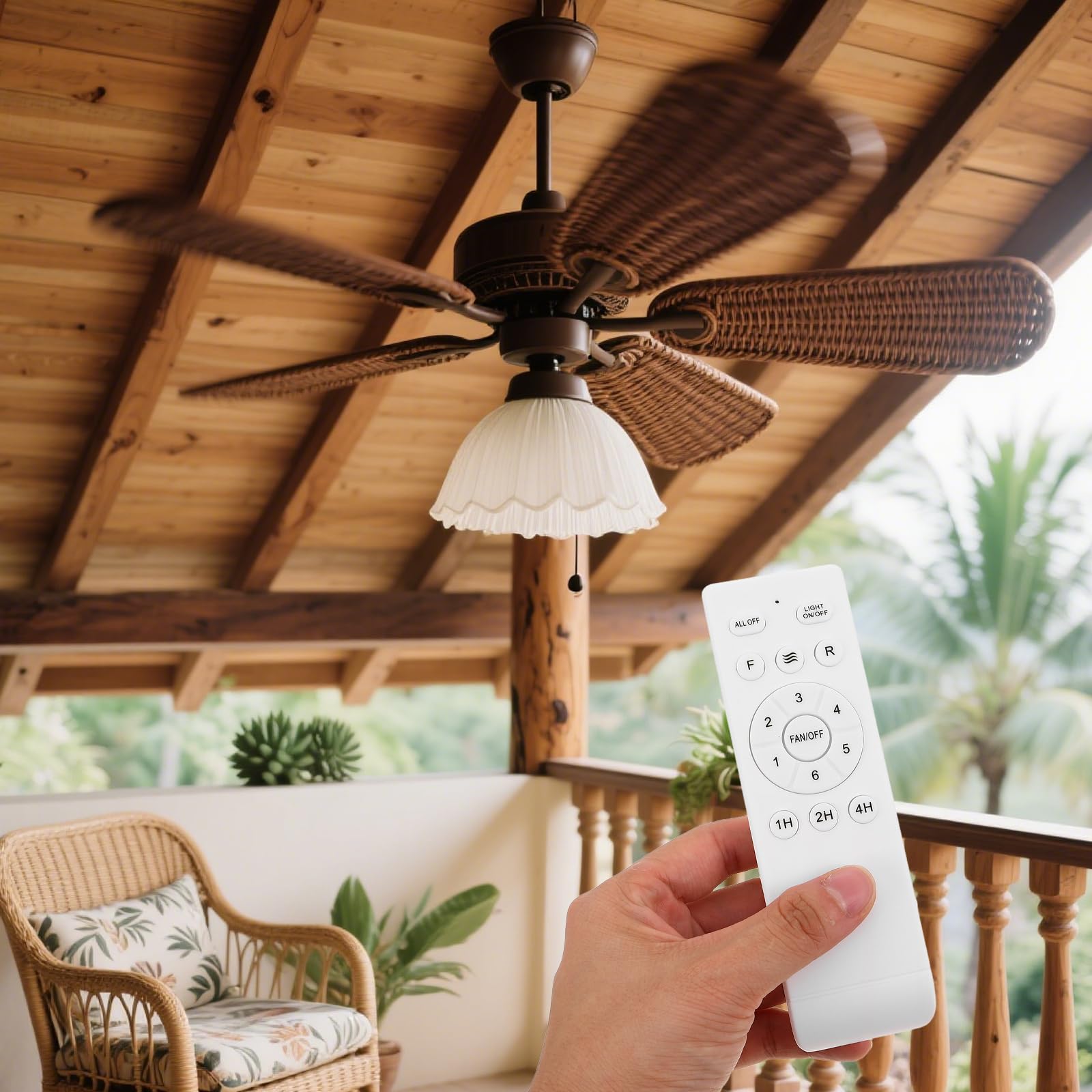 OSALADI Kit de Control Remoto Universal para Ventilador de Techo, con Temporizador de 1/2/4 Horas Y 6 Velocidades, Compatible con Techos de Repuesto para Dormitorio Y Sala de Estar.