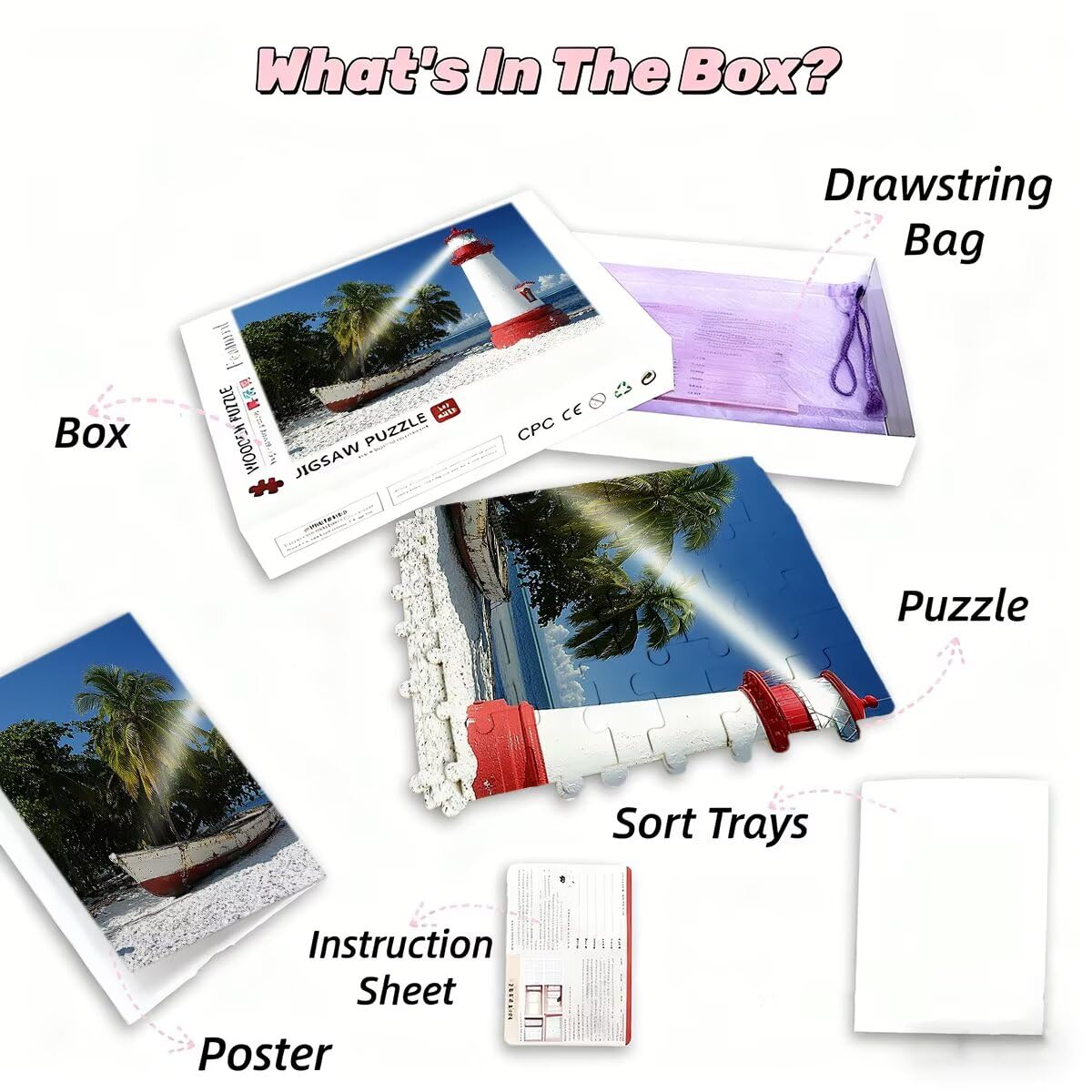 Puzzle 2000 sztuk puzzle plażowe latarnia morska dla dorosłych i całej rodziny rozmiar 99 x 70 cm wysokiej jakości opakowanie, klasyczne kreatywne rozrywki zabawne wyzwania do dekoracji świątecznych L