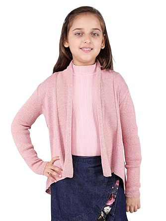 One Friday Pink Knitted Sweater for Girls Front Open Jacket for Baby Girls Winter Wear Stylish Cardigan for Girls Kids (0-4 Years)