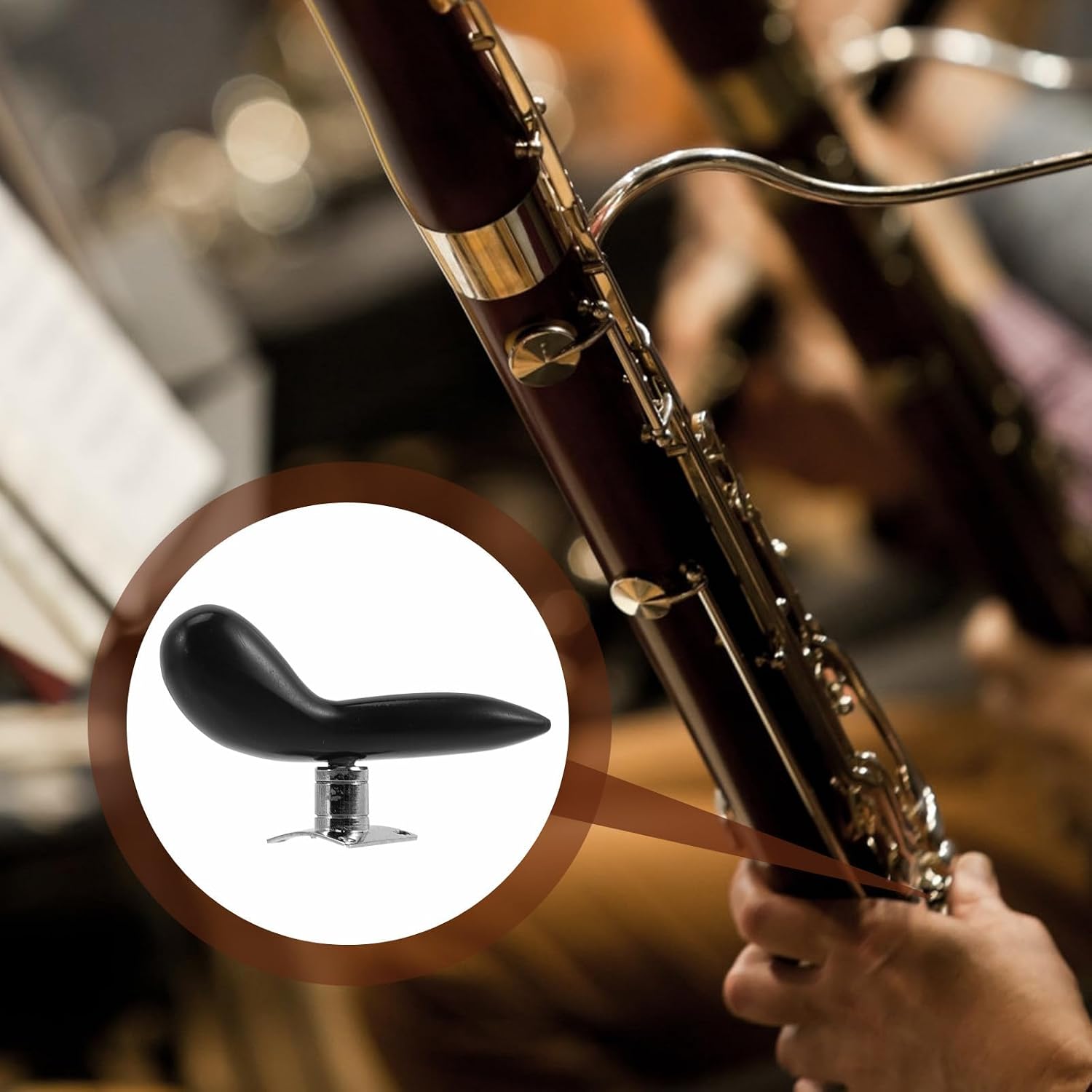VICASKY Bassoon Thumb Rest Abs Hand Rest with Silver Plated Detachable Base Wrist Support Bassoon Holder Accessory for Practice and Playing, Black