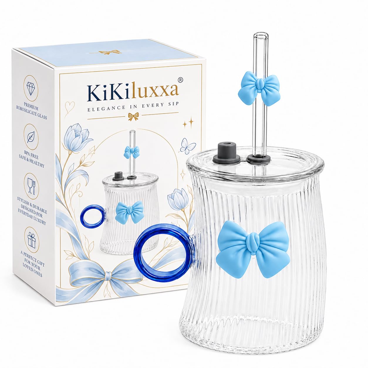 KiKiluxxa Glass Sipper Bottle - Coral Green -32