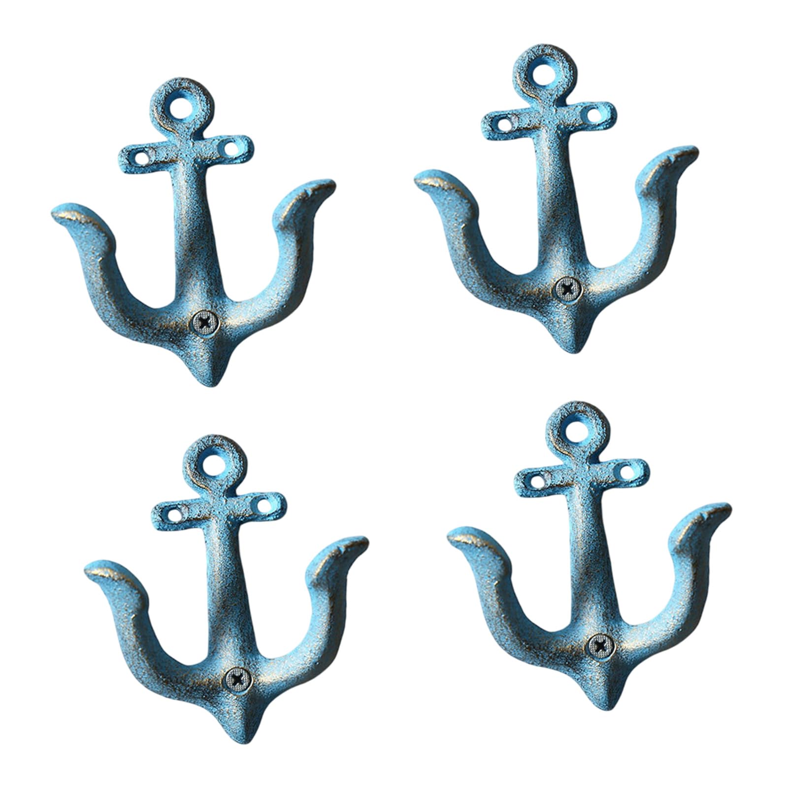 Limtula Blue Retro Anchors Shape Iron Wall Hook For Bucolic Homes Decors Heavy Duty Hanging Hooks For Coat Bags Party Decoration Heavy Duty Ship Anchors Hook
